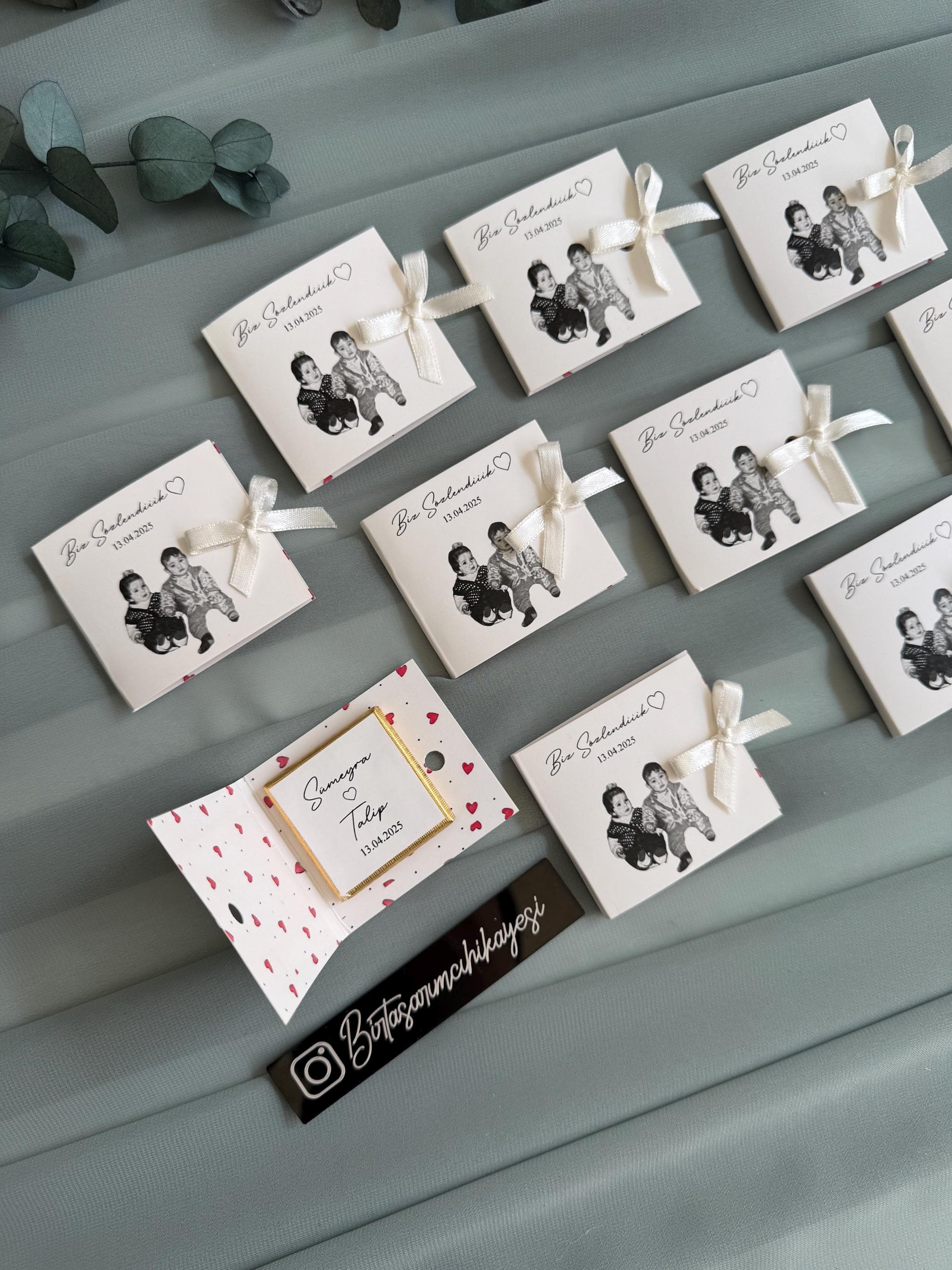 Personalized Engagement Chocolate Favors: Childhood Photo Card