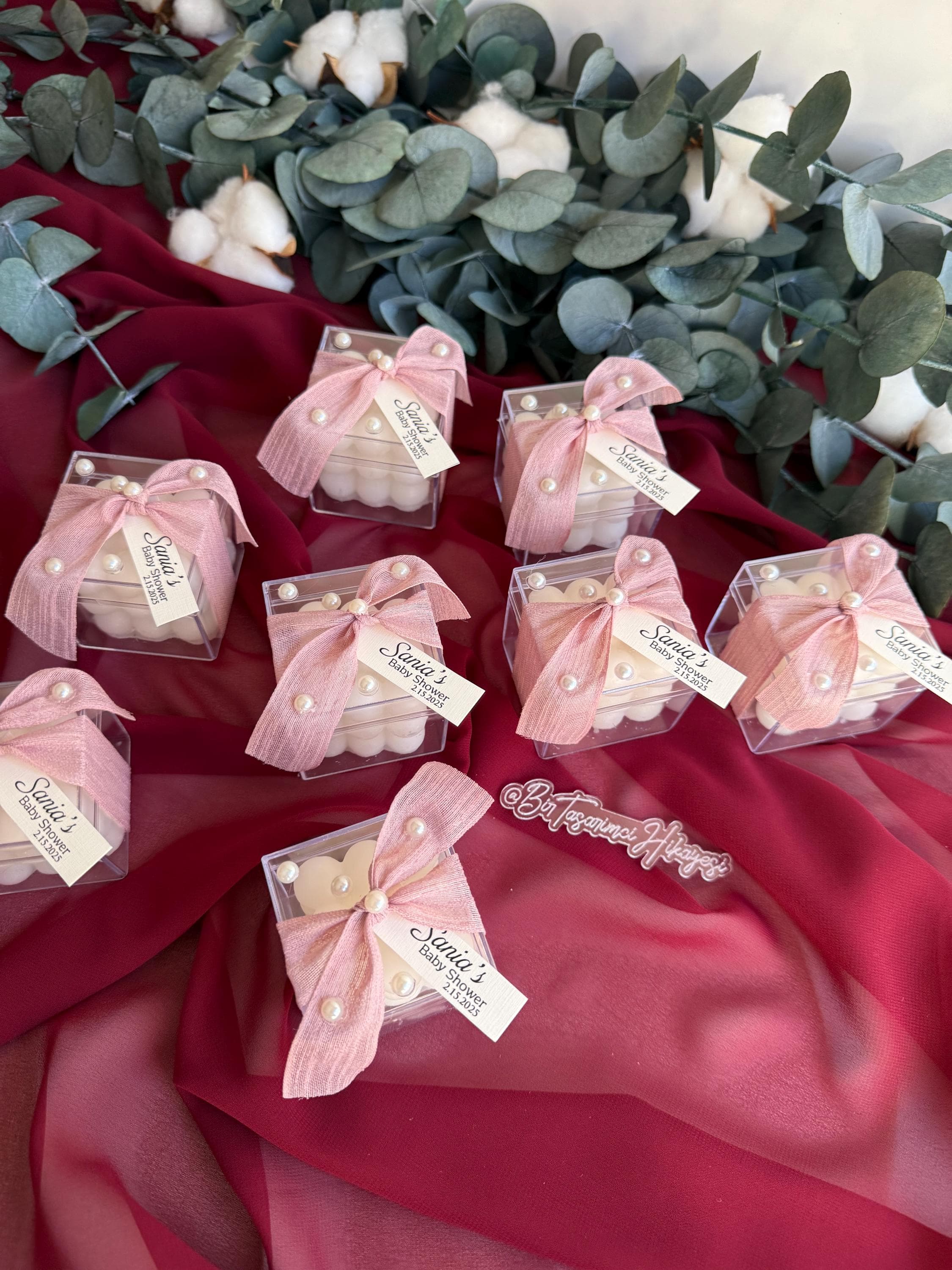 Pearl Decorated Bubble Candle: Boxed Wedding Favor Gift - image 3