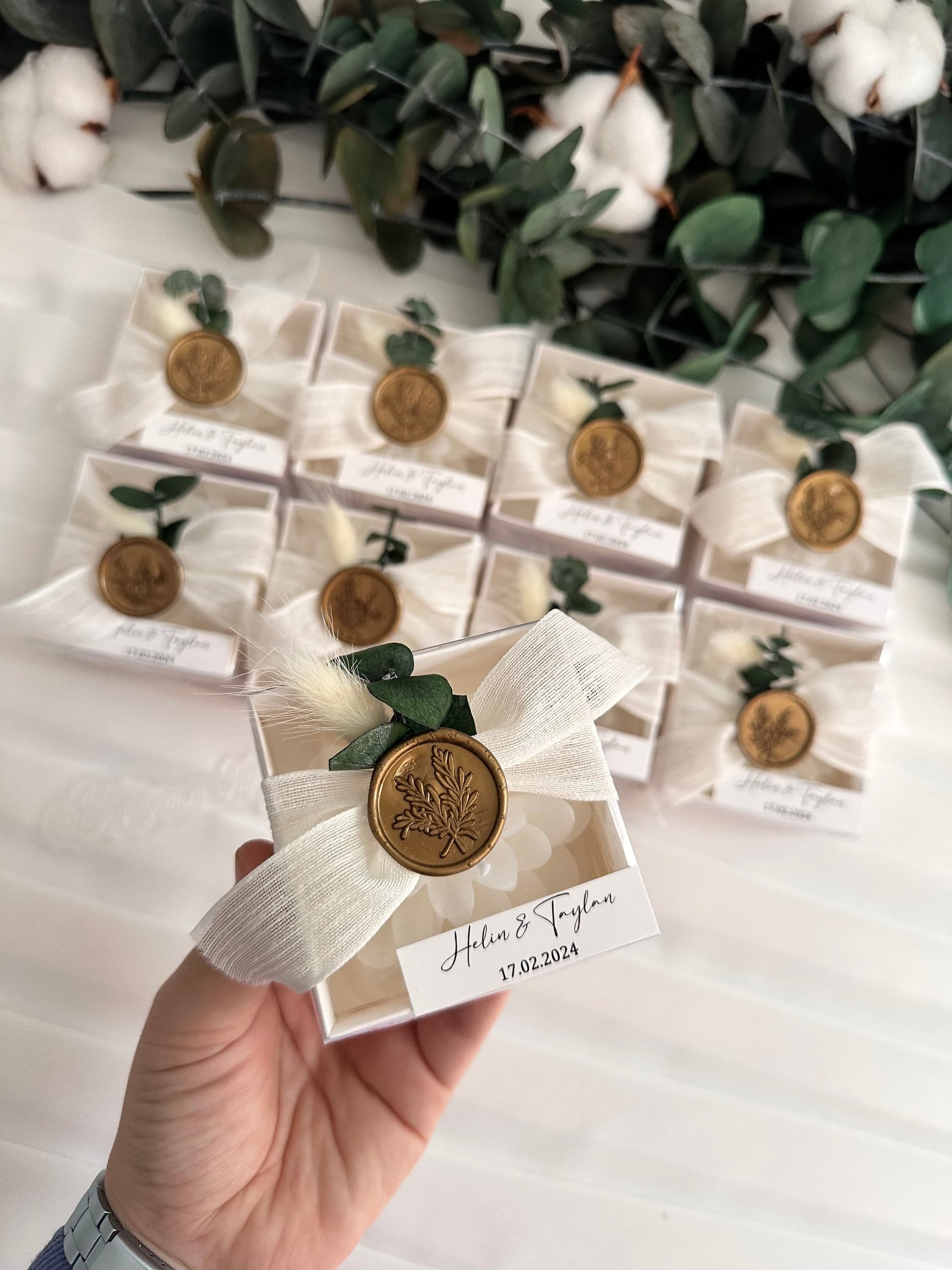 Heart-Shaped Wedding Favor Candle: Eucalyptus & Ribbon Box - image 5