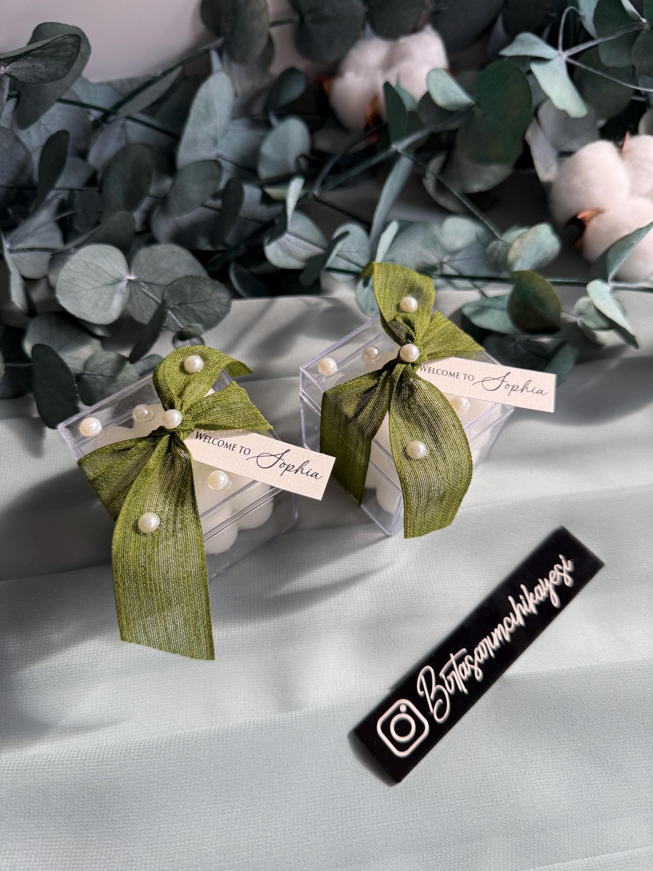 Personalized Baby Shower Bubble Candle Favors: Ribbon & Pearl - image 4