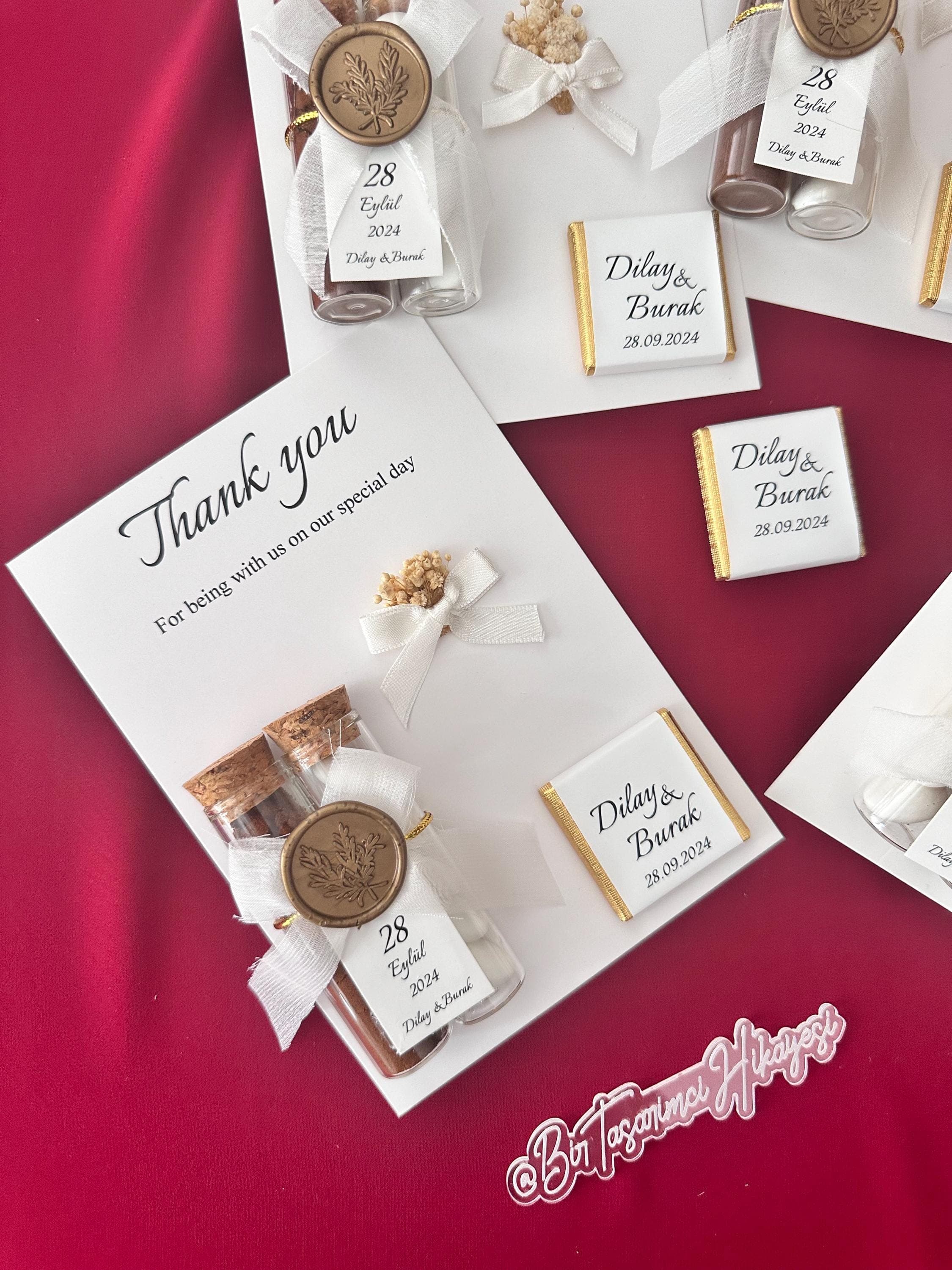 Personalized Engagement Favor: Chocolate, Coffee, Almond Candy with Card - image 3