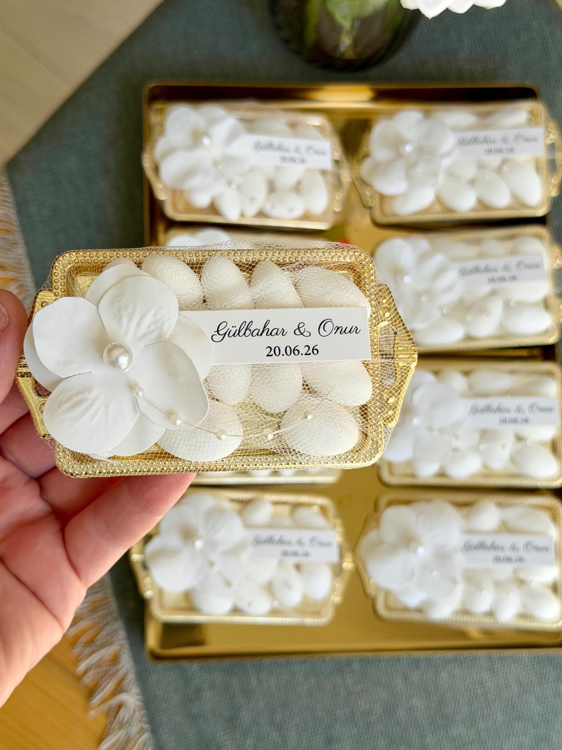 Personalized Wedding Favor Tray: Chocolate Almond Candy, Custom Favors - image 3