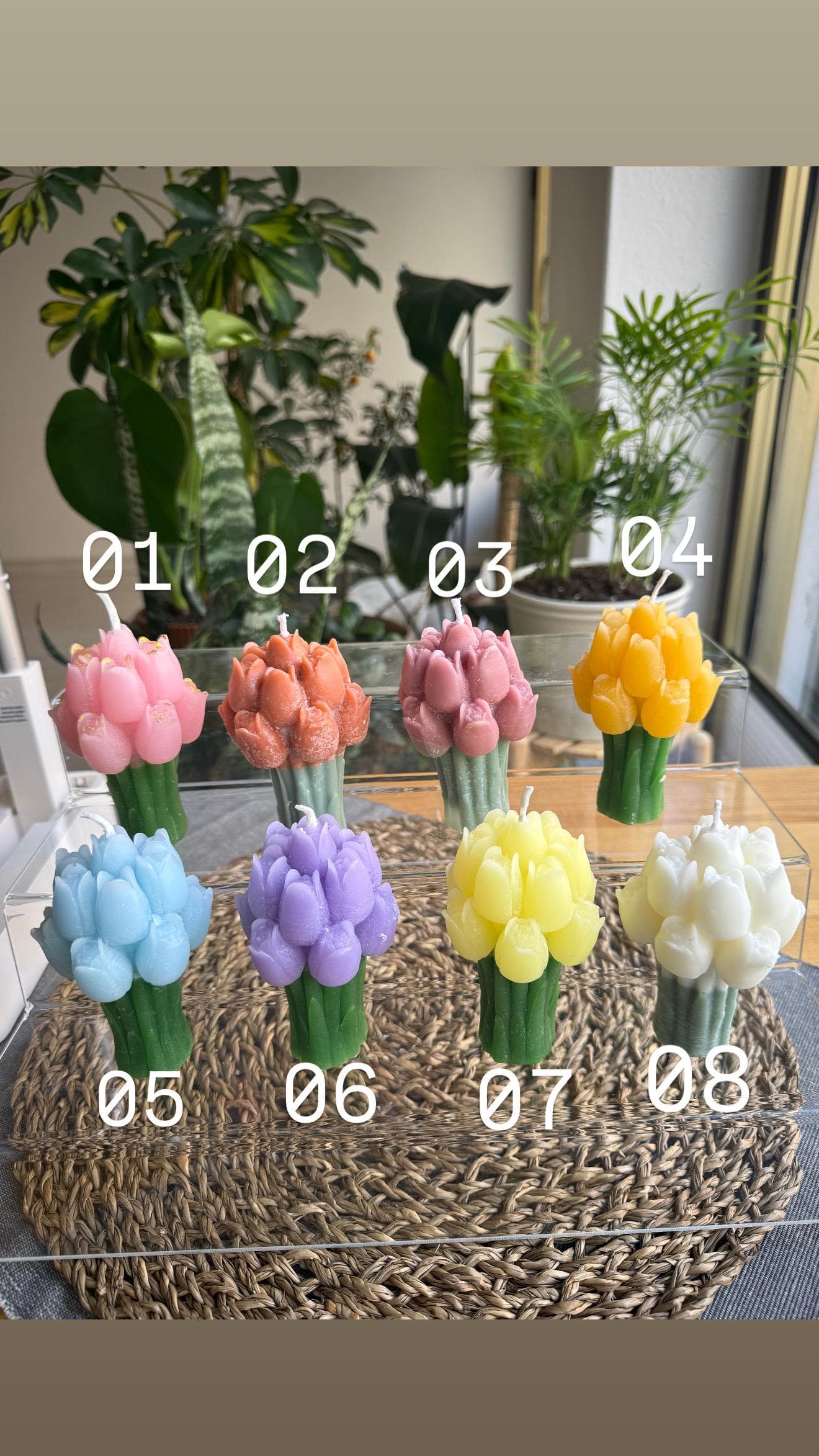 Personalized Tulip Bouquet Candle favors:  Wedding Tulip Candles favor, - image 3