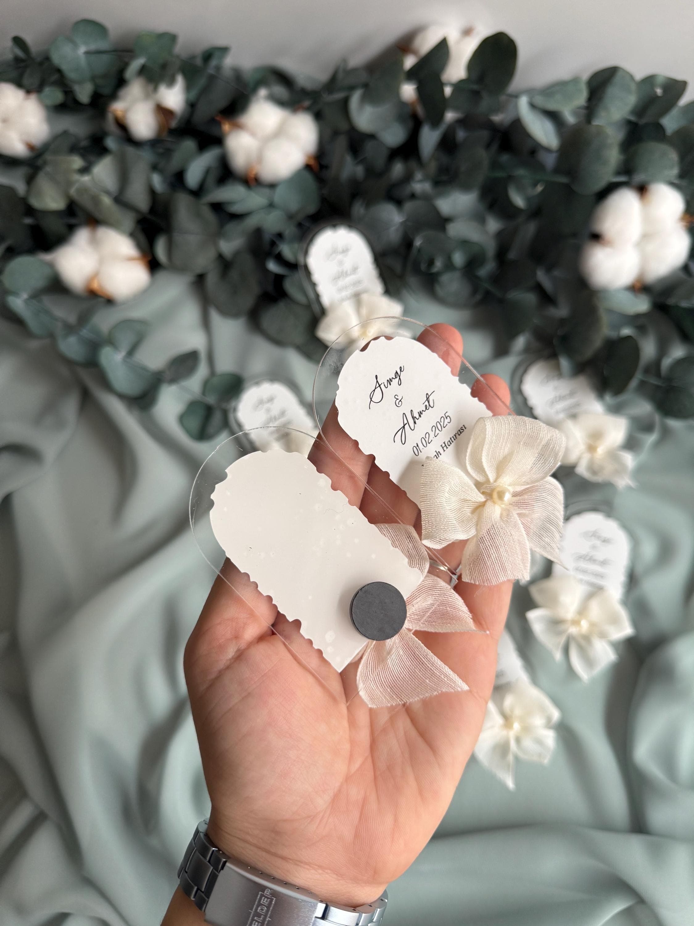 Personalized Plexiglass Wedding Magnet Favors: Floral Engagement Gifts - image 4