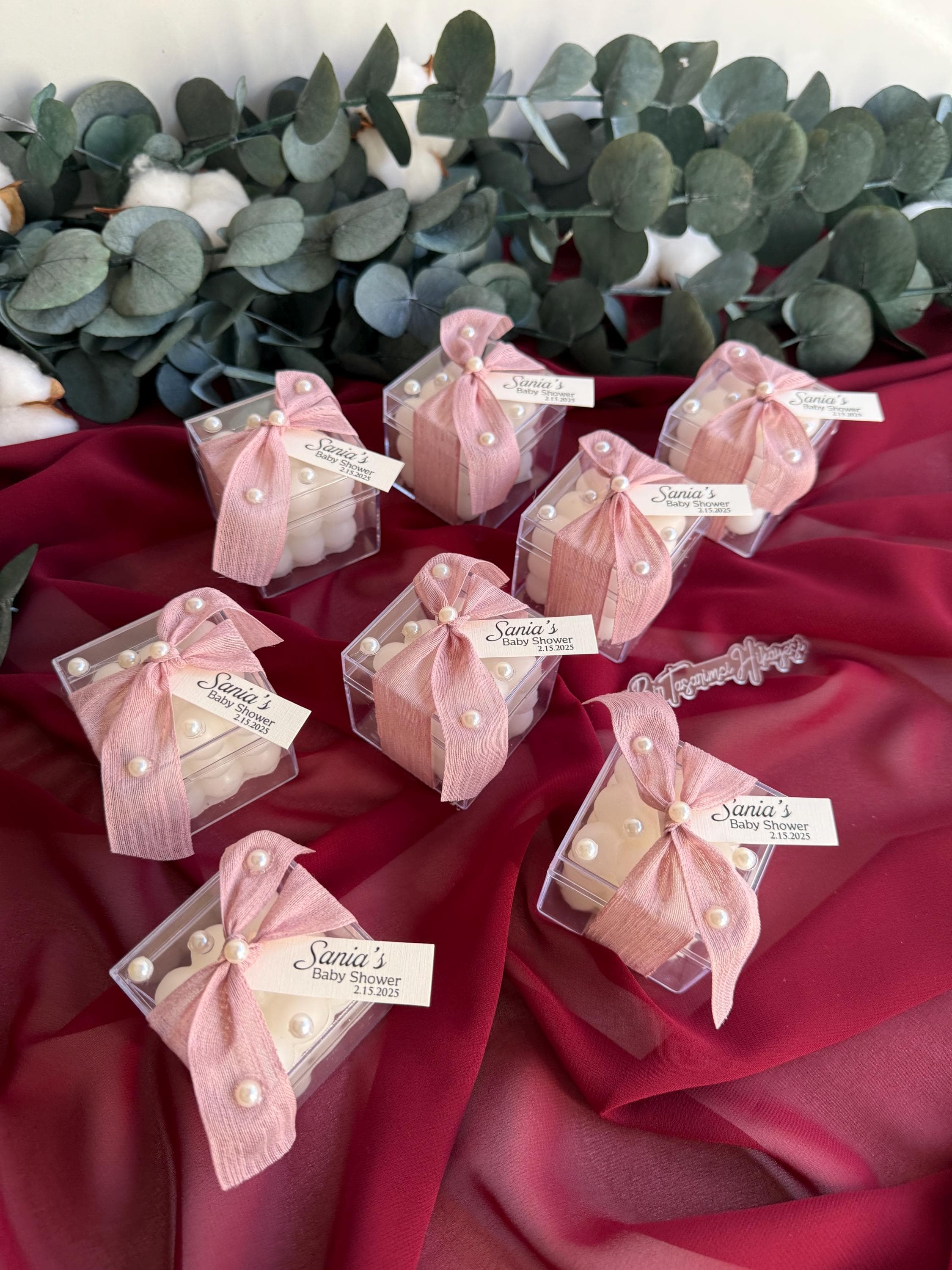 Pearl Decorated Bubble Candle: Boxed Wedding Favor Gift - image 4