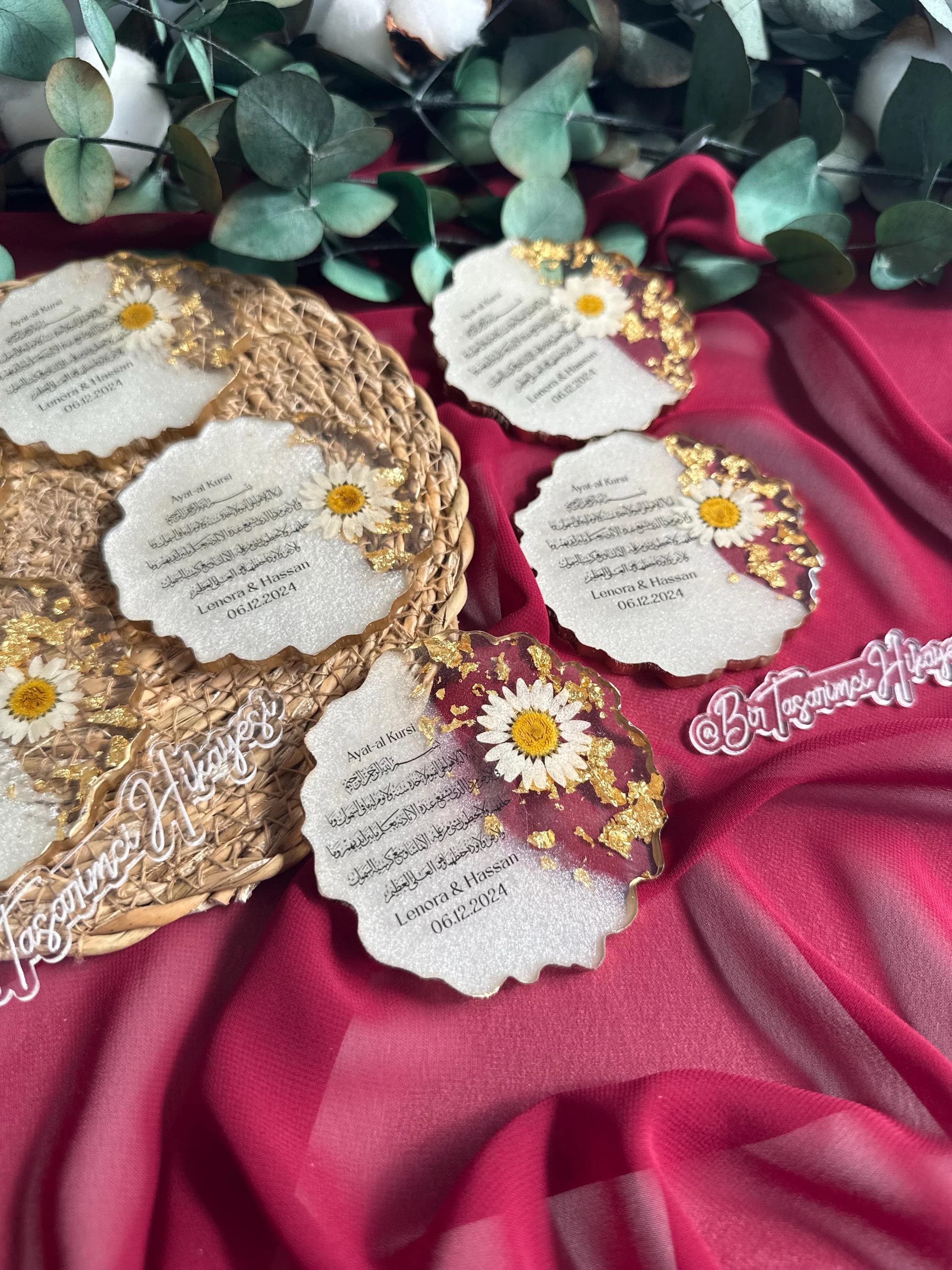 Ayatul Kursi Magnet Favor, Islamic Wedding, Personalized Epoxy Magnet