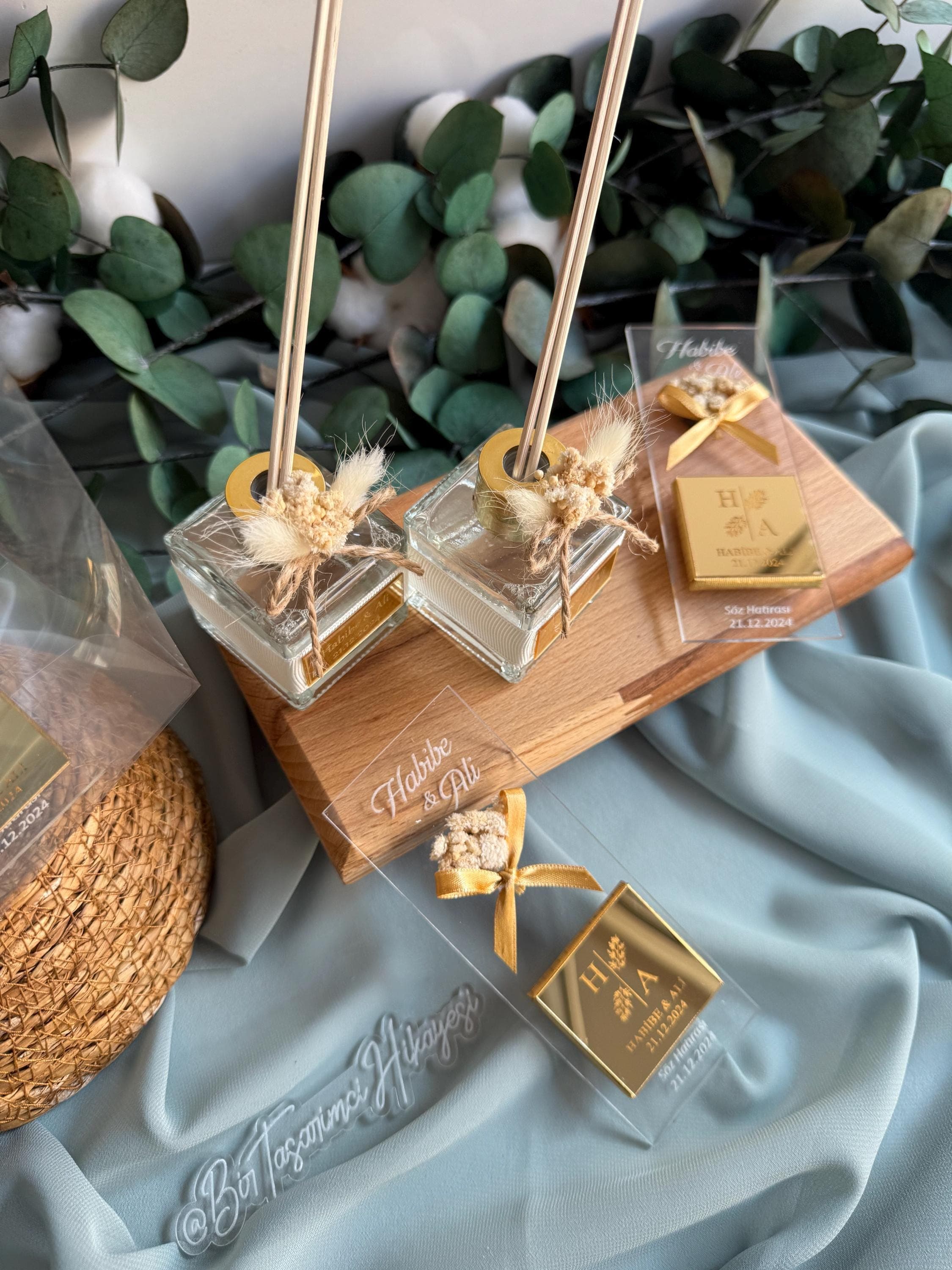 Personalized Wedding Favor Set: Room Fragrance Bottle, Chocolate Magnet - image 3
