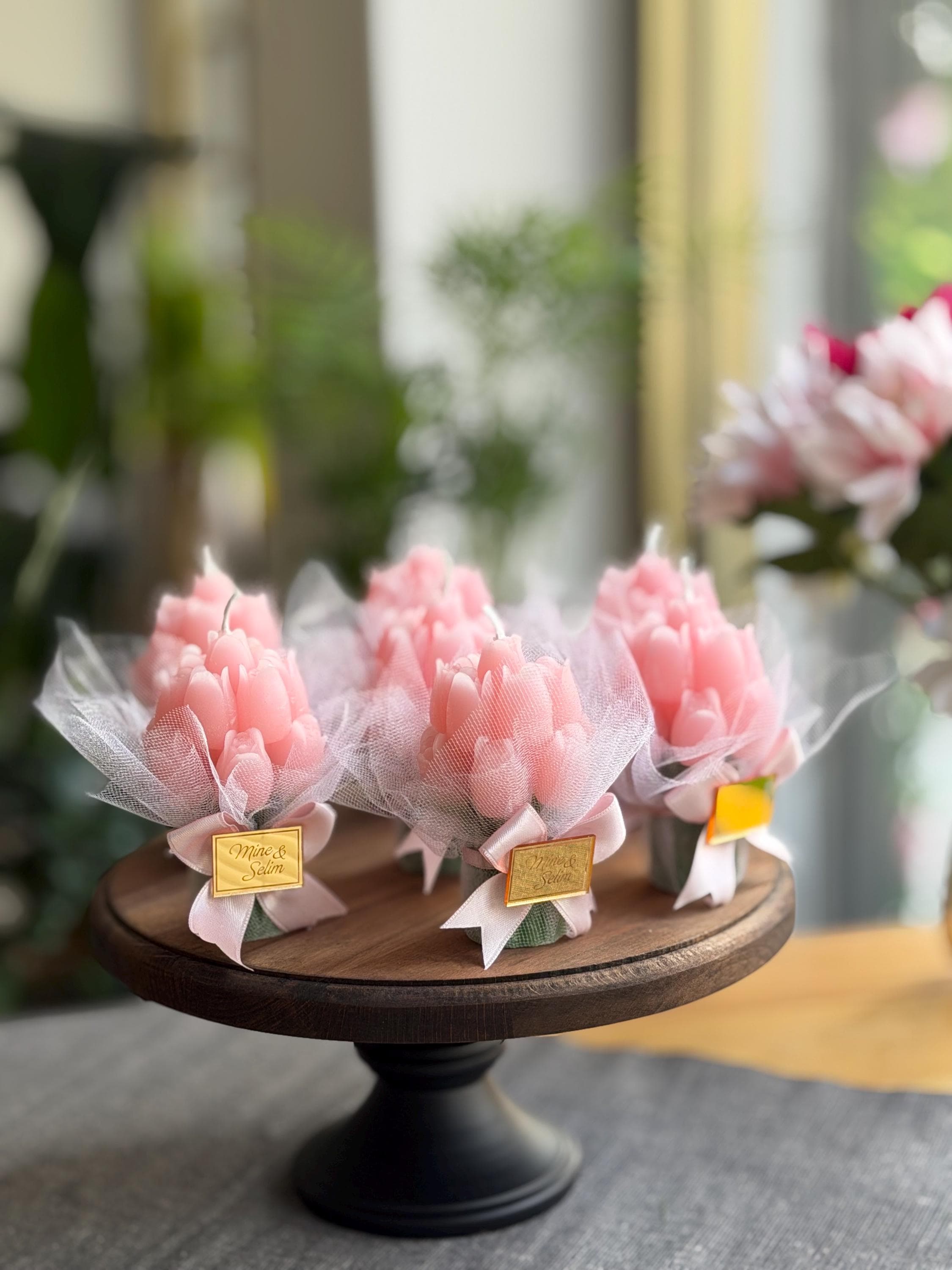 Personalized Tulip Bouquet Candle favors:  Wedding Tulip Candles favor, - image 4