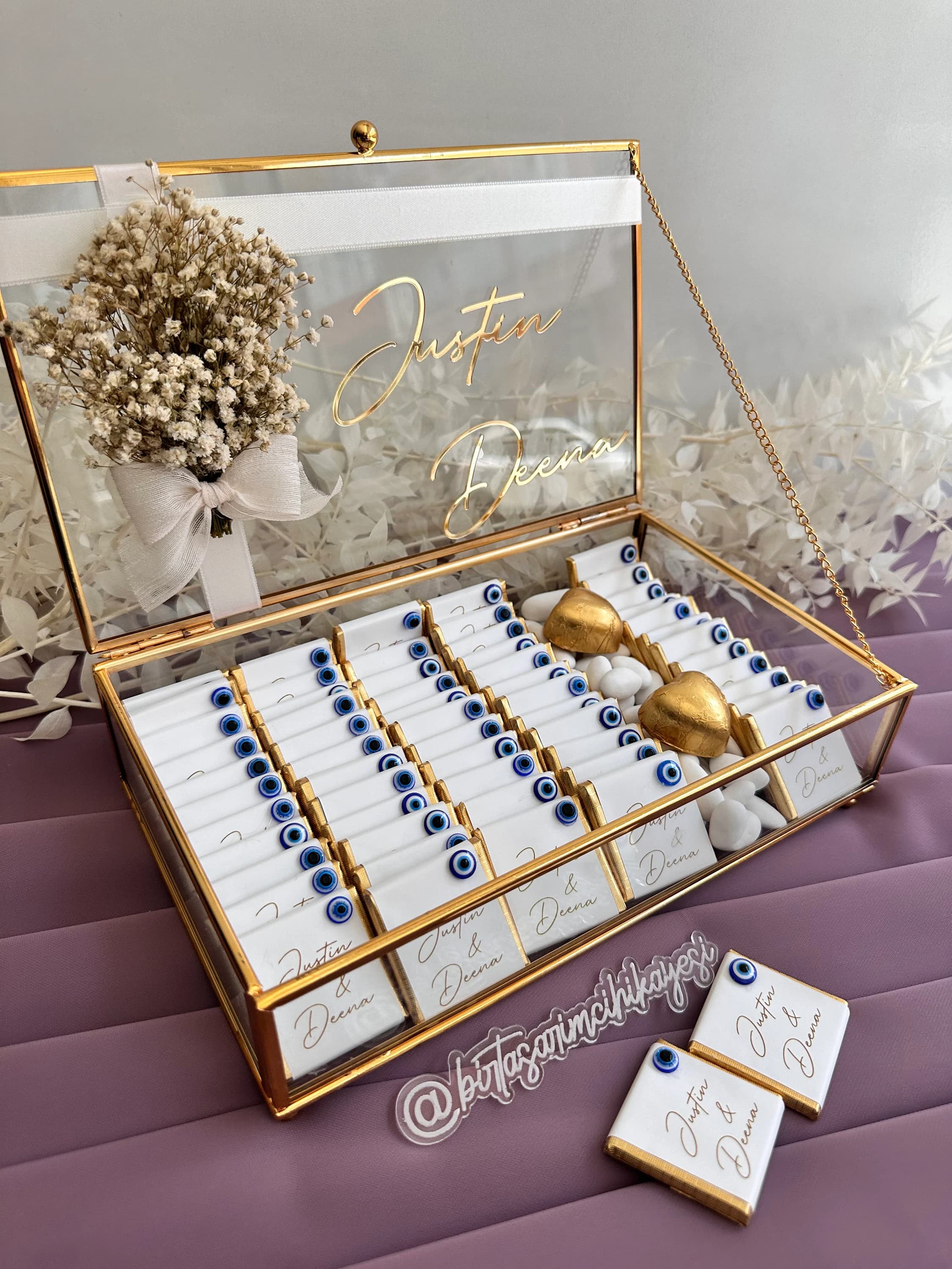Evil Eye Beaded Chocolate Box: Personalized Wedding Favors