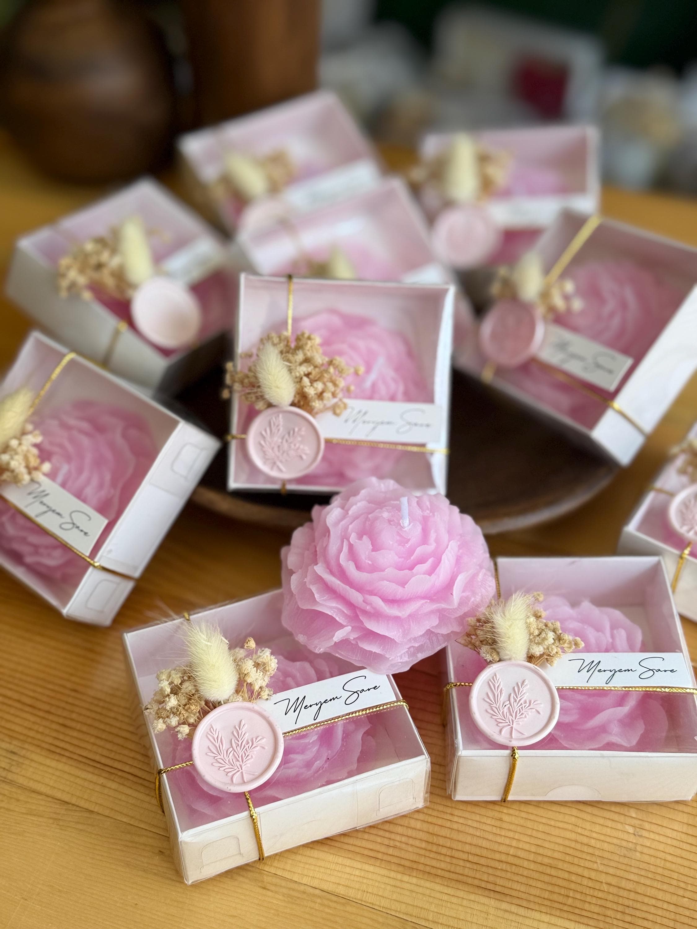 Personalized Scented Peony Candle Favors: Baby Shower, Christening - image 3