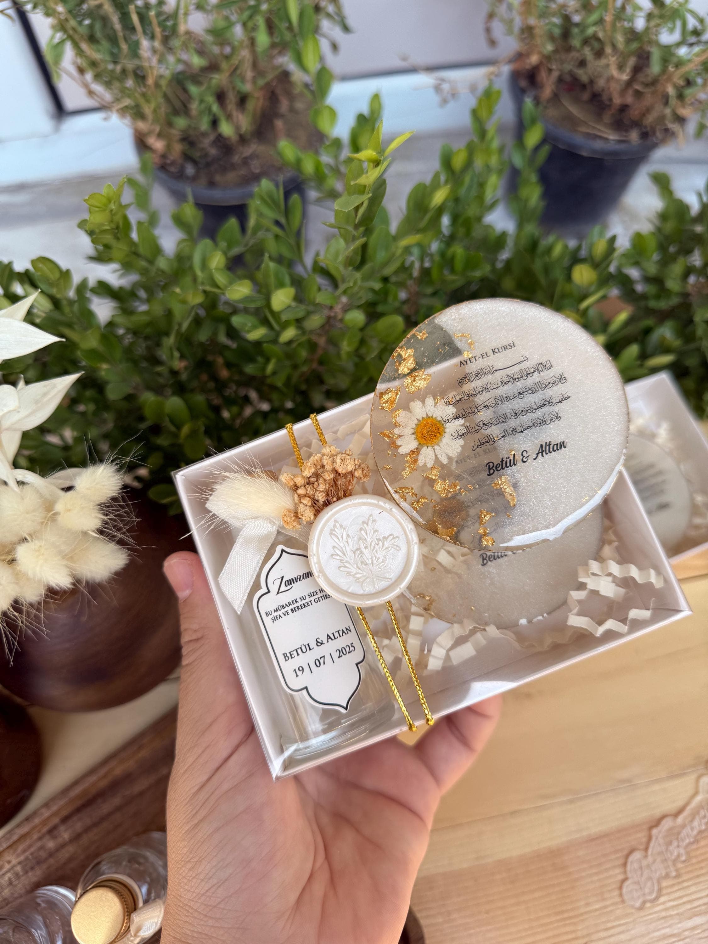 Personalized Zam Zam Bottle Gift Box: Ayatul Kursi Magnet, Islamic Wedding Favor