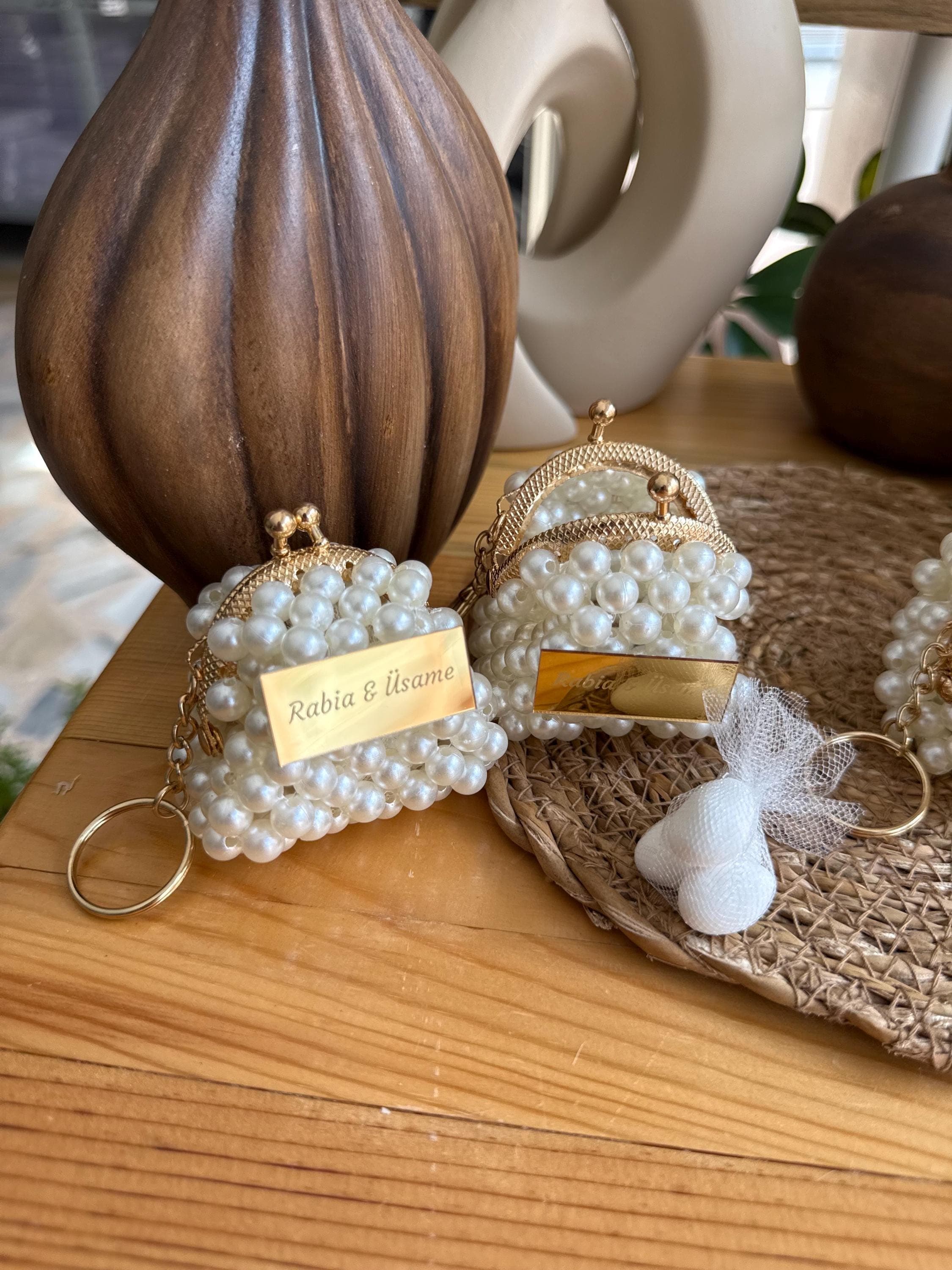 Personalized Mini Pearl Favor Bag, Wedding Bridal Shower Gift - image 4