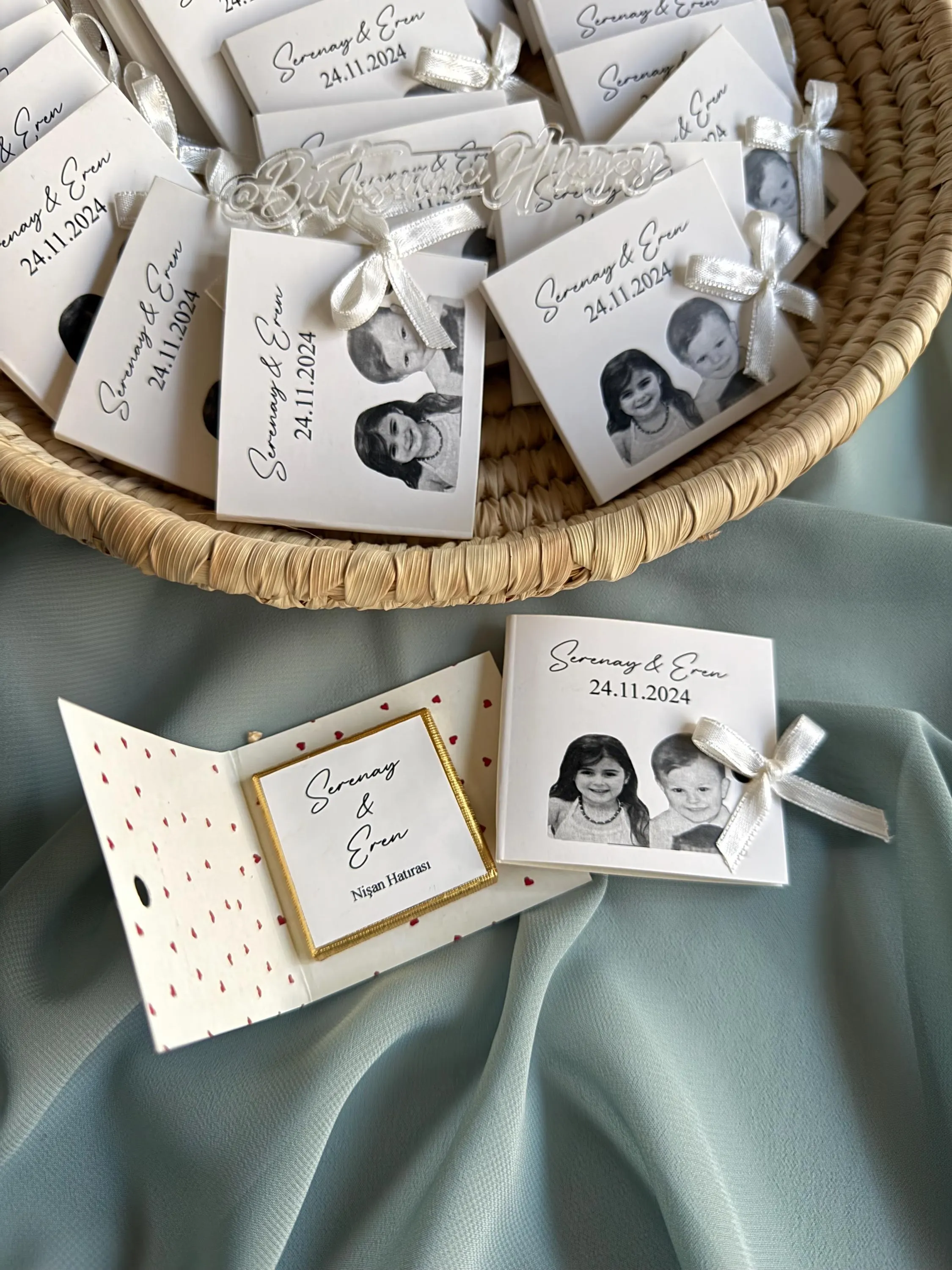 Personalized Engagement Chocolate Favors: Childhood Photo Card - image 3