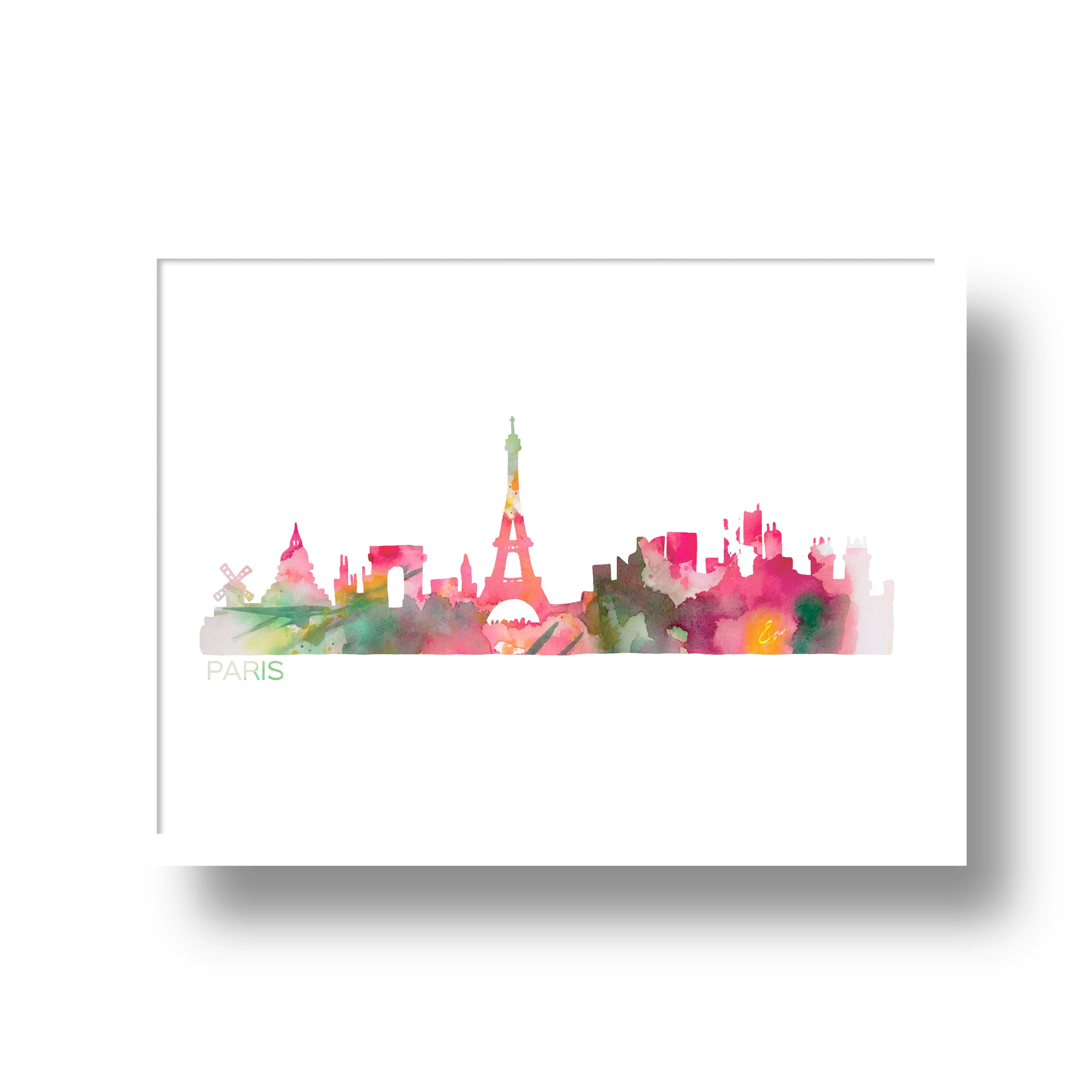 Skyline Paris, Aquarelle Paysage urbain, Peinture à Imprimer, Impression d'art mural, horizon de Paris, Affiche de voyage imprimable