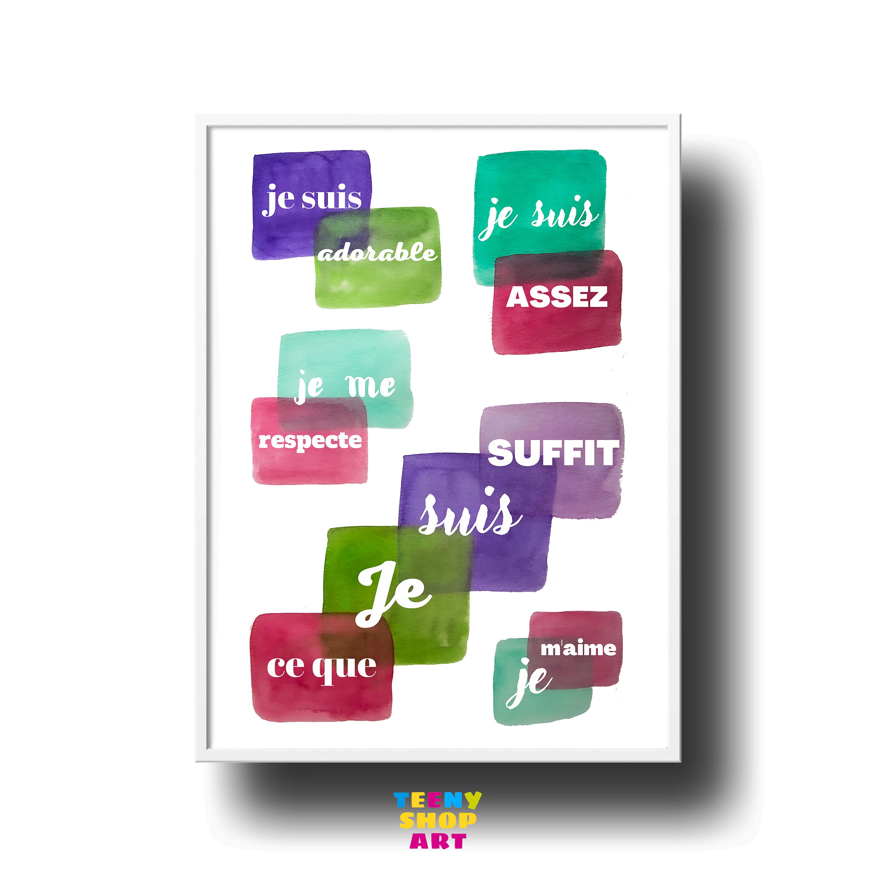 affiche affirmations positives enfants, affiche aquarelle, affirmation positive français, affirmations art mural imprimable pour enfants
