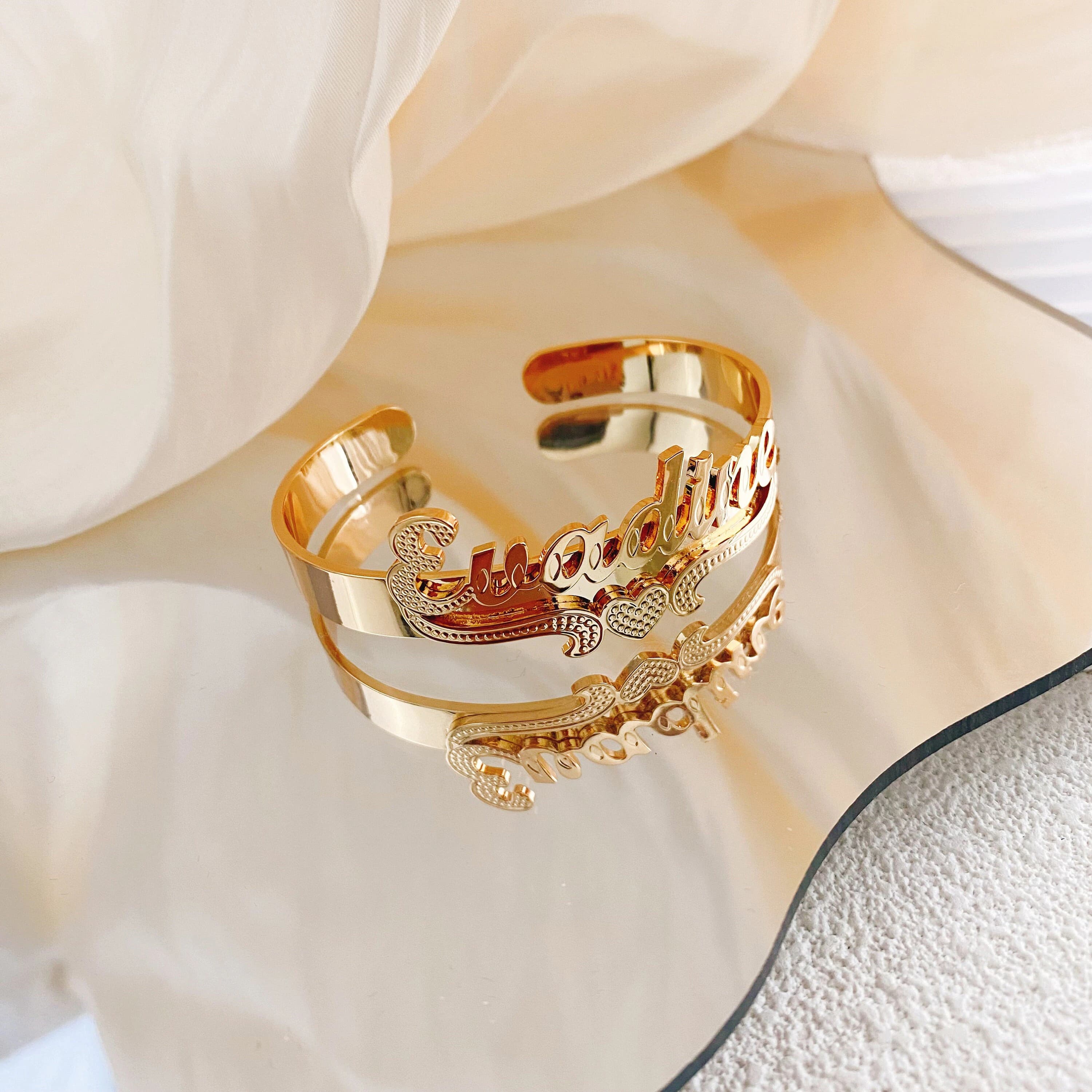 Custom Name Bangle, Personalized 3D Letter Cuff