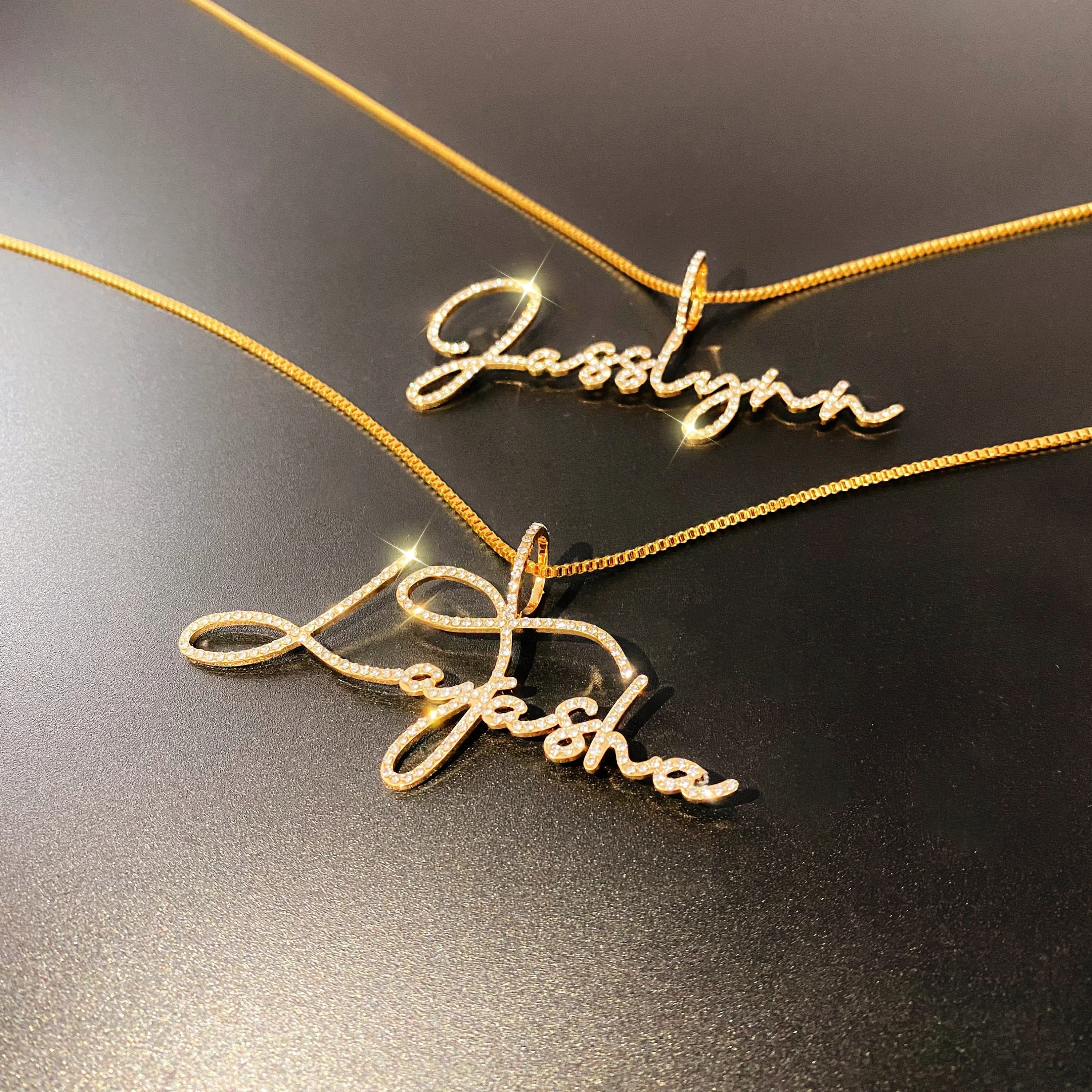 Diamond Name Necklace, Custom Name Necklace,Bling Name Necklace,Script Name Necklace,Personalized Necklace,Custom Jewelry, Personalized Gift