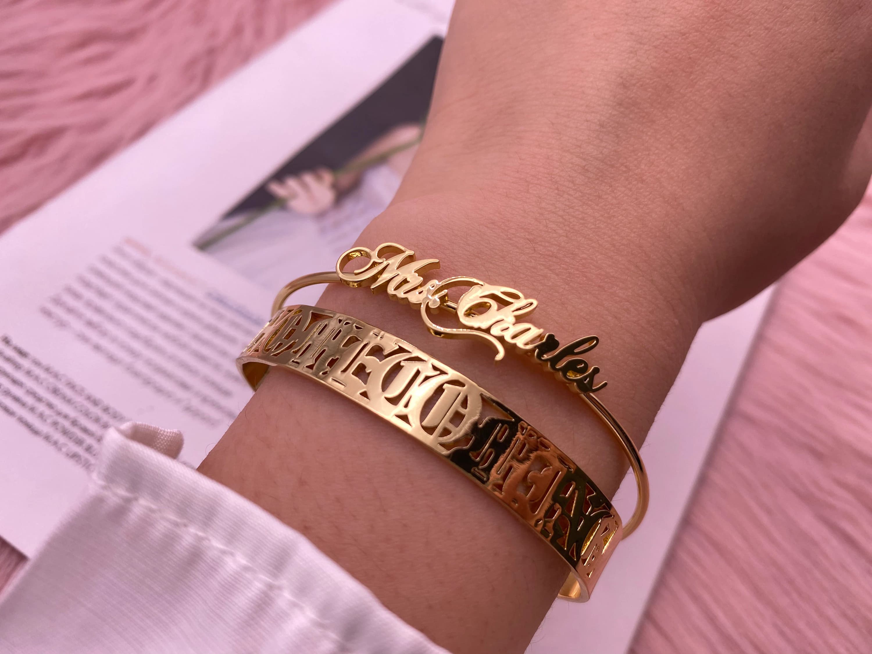 Custom Name Bangle Bracelet, Personalized Stainless Steel Jewelry