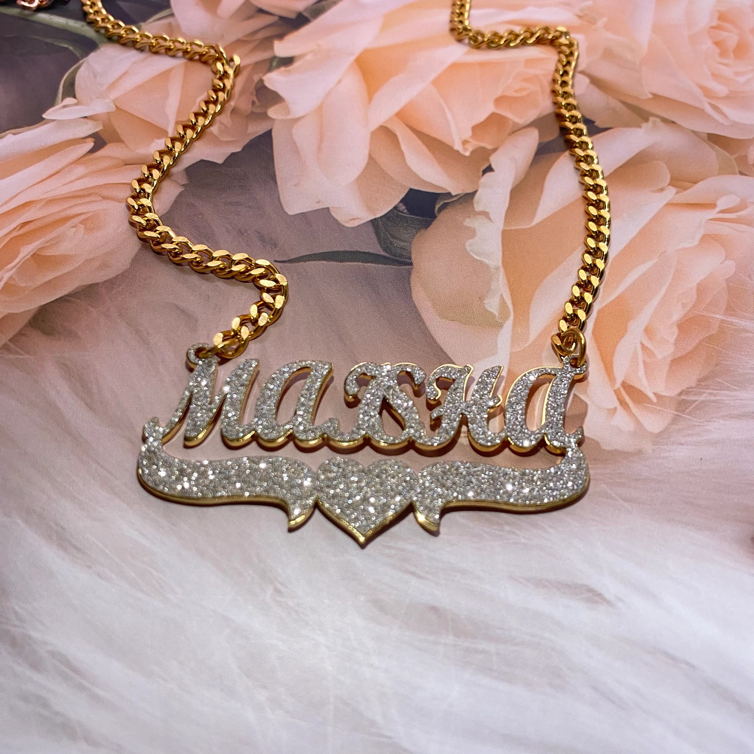 Custom Name Necklace, Bling Name Necklace, Cuban Name necklace,  18K Gold Name Necklace, Nameplate Necklace For Women Mom Mother - image 4