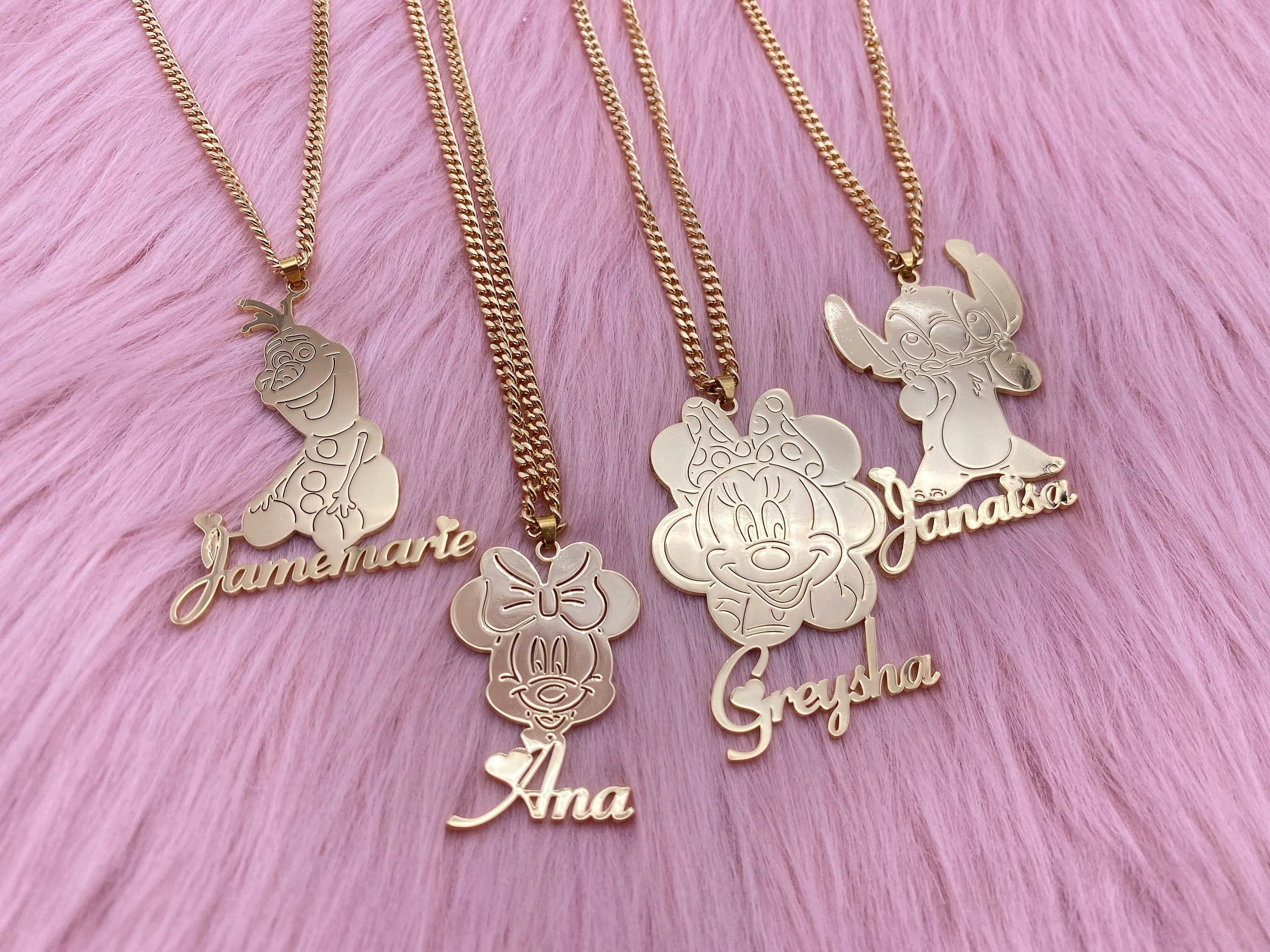 Personalized Cartoon Character Name Necklace, Kids Necklace Gift, Nameplate Character Necklace, Custom Kids Name Necklace, Jewelry For Girl