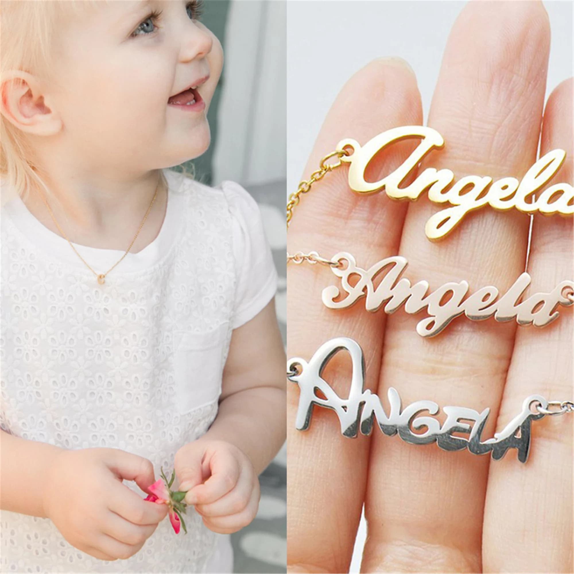 Baby Name Necklace, Custom Name Necklace, Kids Name Necklace, Personalized Necklace, Necklace With Name, Baby Jewelry, Nameplate Necklace - image 5