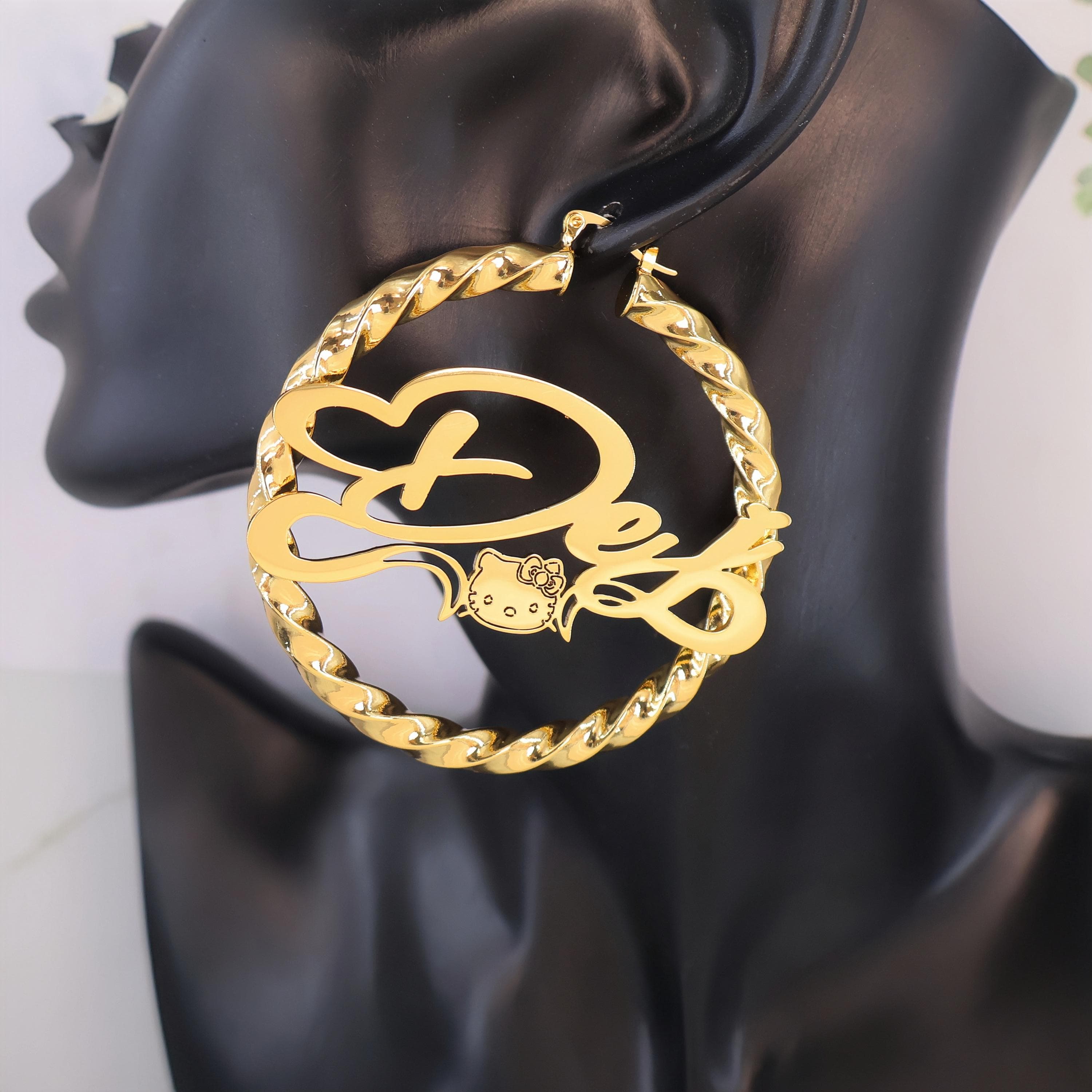 Custom Name Hoop Earrings, 18k Gold Filled, Personalized Jewelry