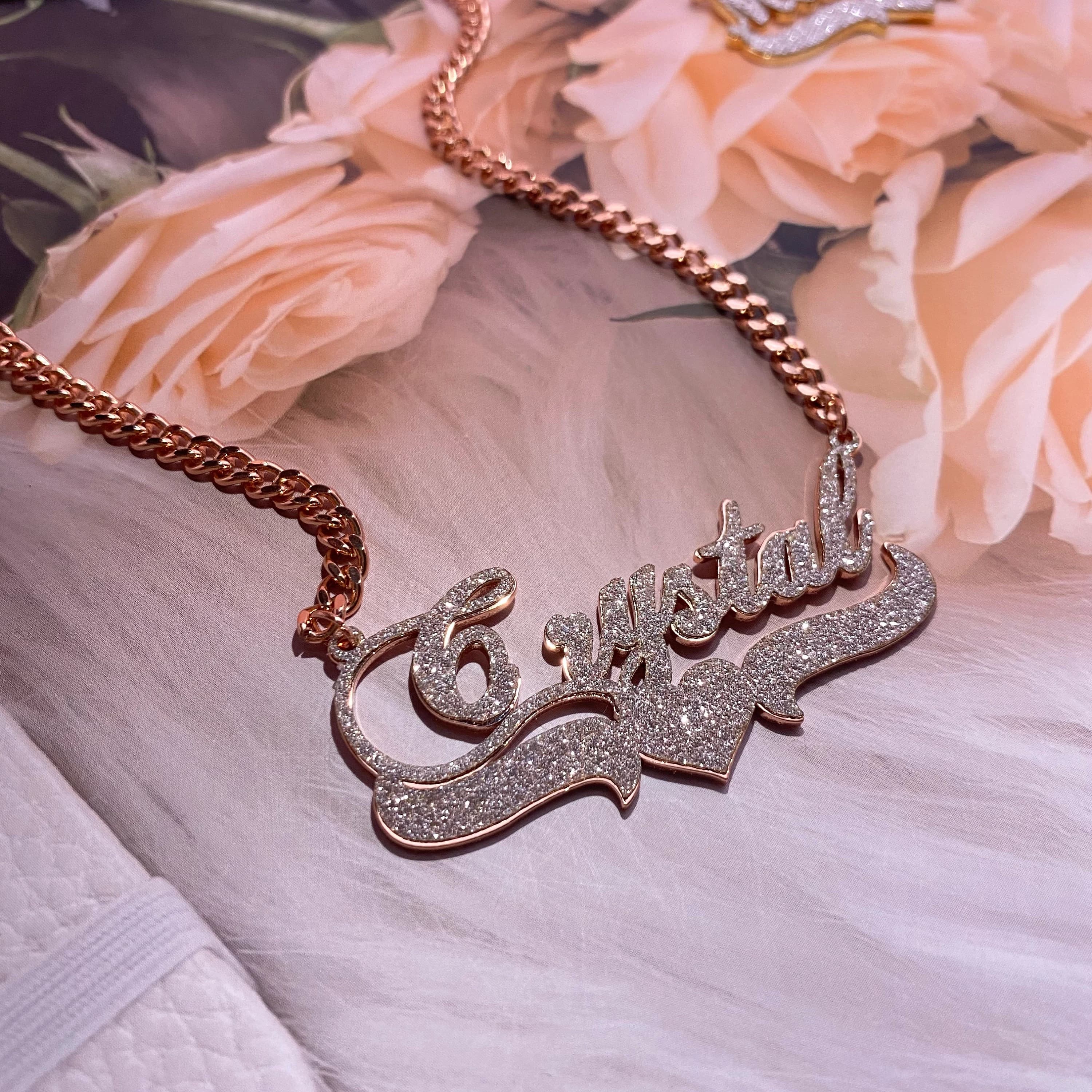 Custom Name Necklace, Bling Name Necklace, Cuban Name necklace,  18K Gold Name Necklace, Nameplate Necklace For Women Mom Mother - image 5