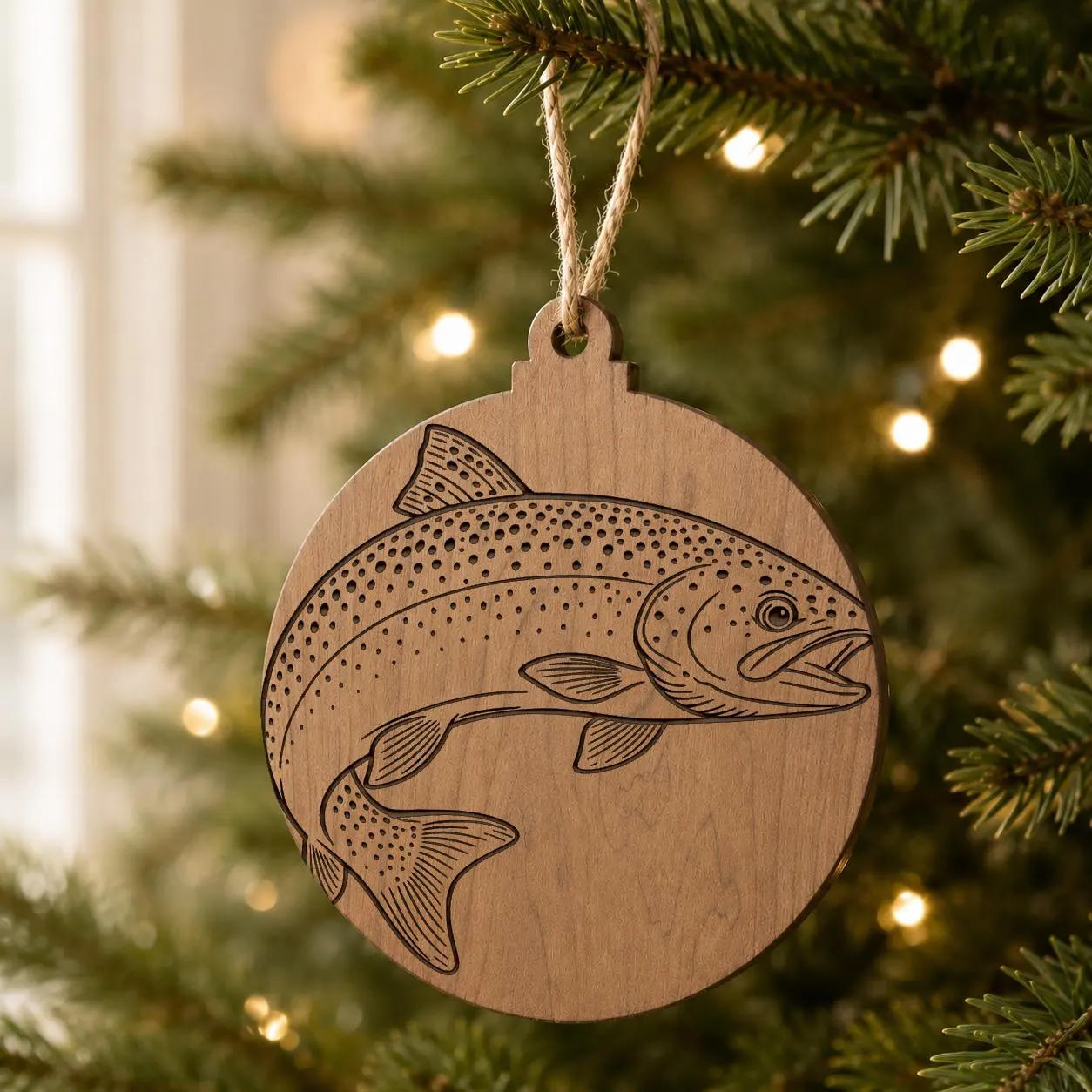 Rainbow Trout Wooden Ornament, Trout Fish Christmas Tree Decoration, Fishing Cabin Holiday Ornament, Angler Gift