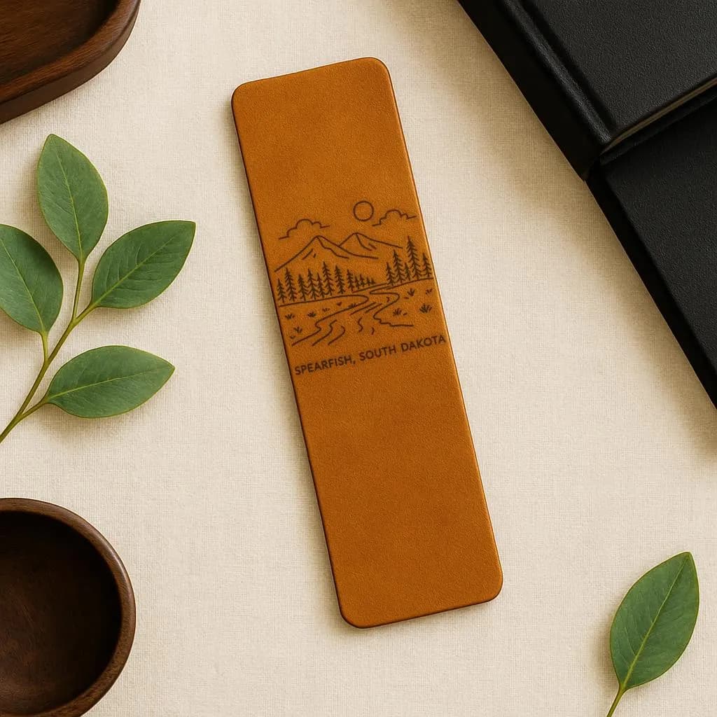 Spearfish South Dakota Leather Bookmark – Handmade Engraved Scenic View