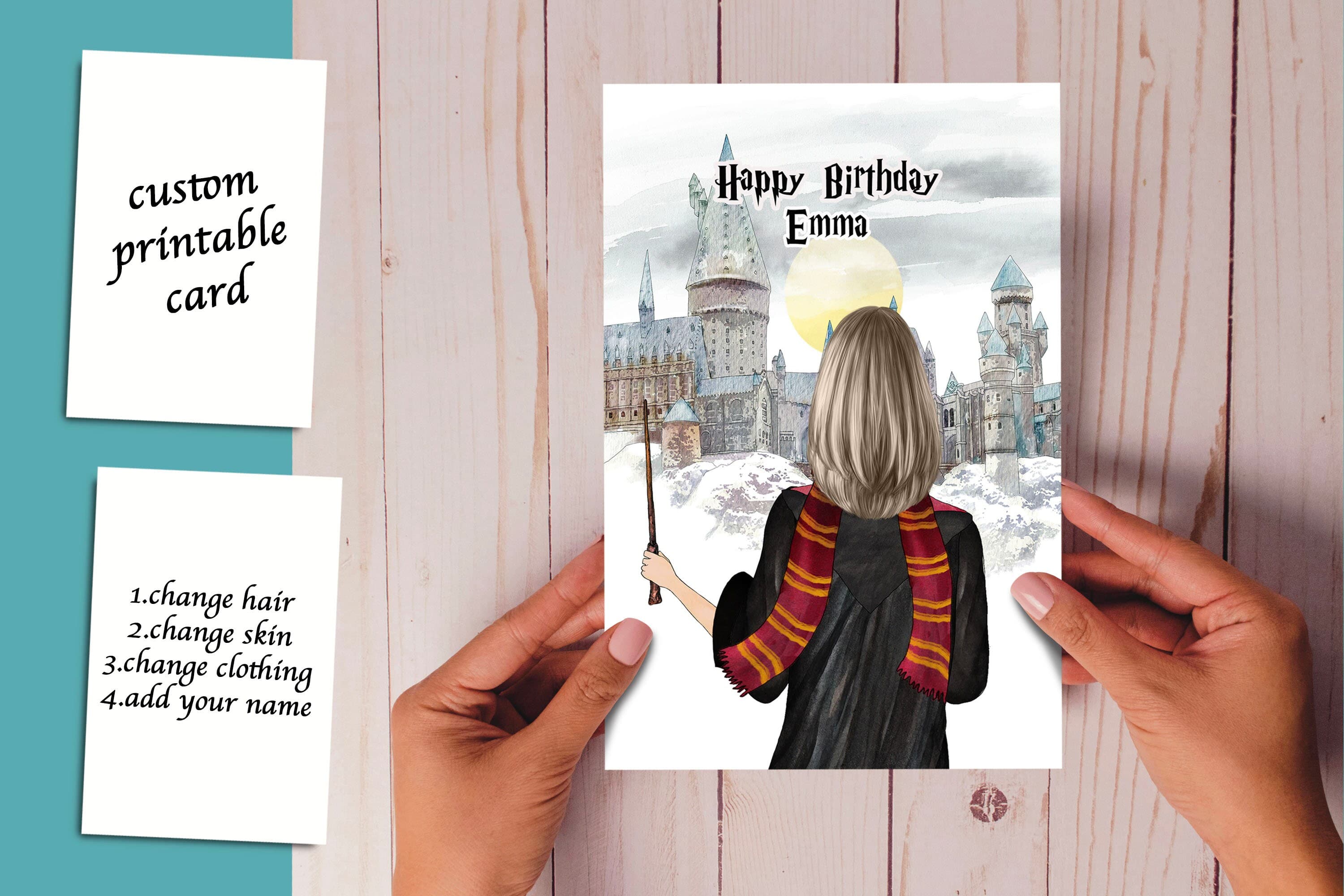 Wizard Birthday Card: Custom Teen Girl Gift (Digital Download) - image 3