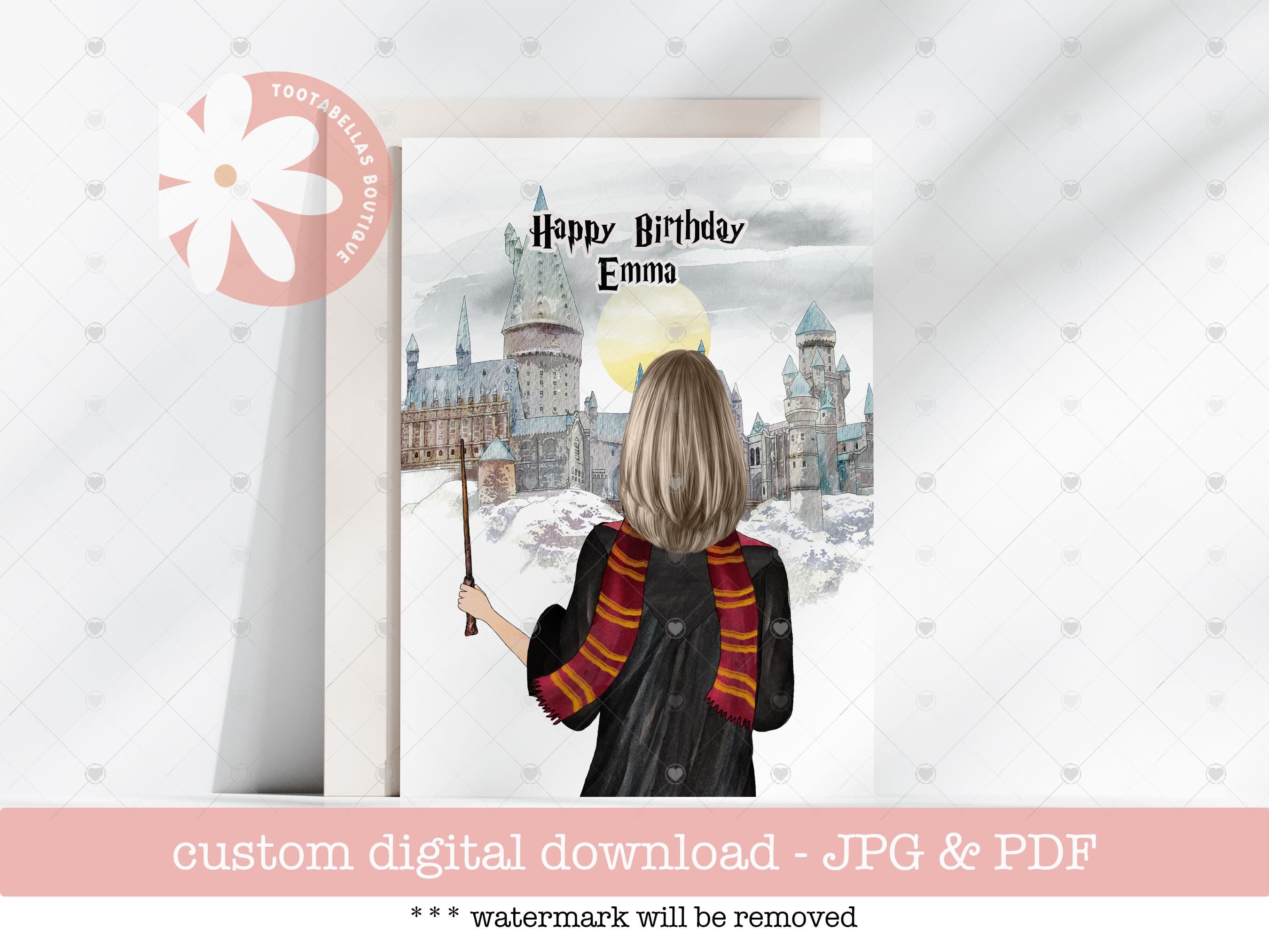 Wizard Birthday Card: Custom Teen Girl Gift (Digital Download)