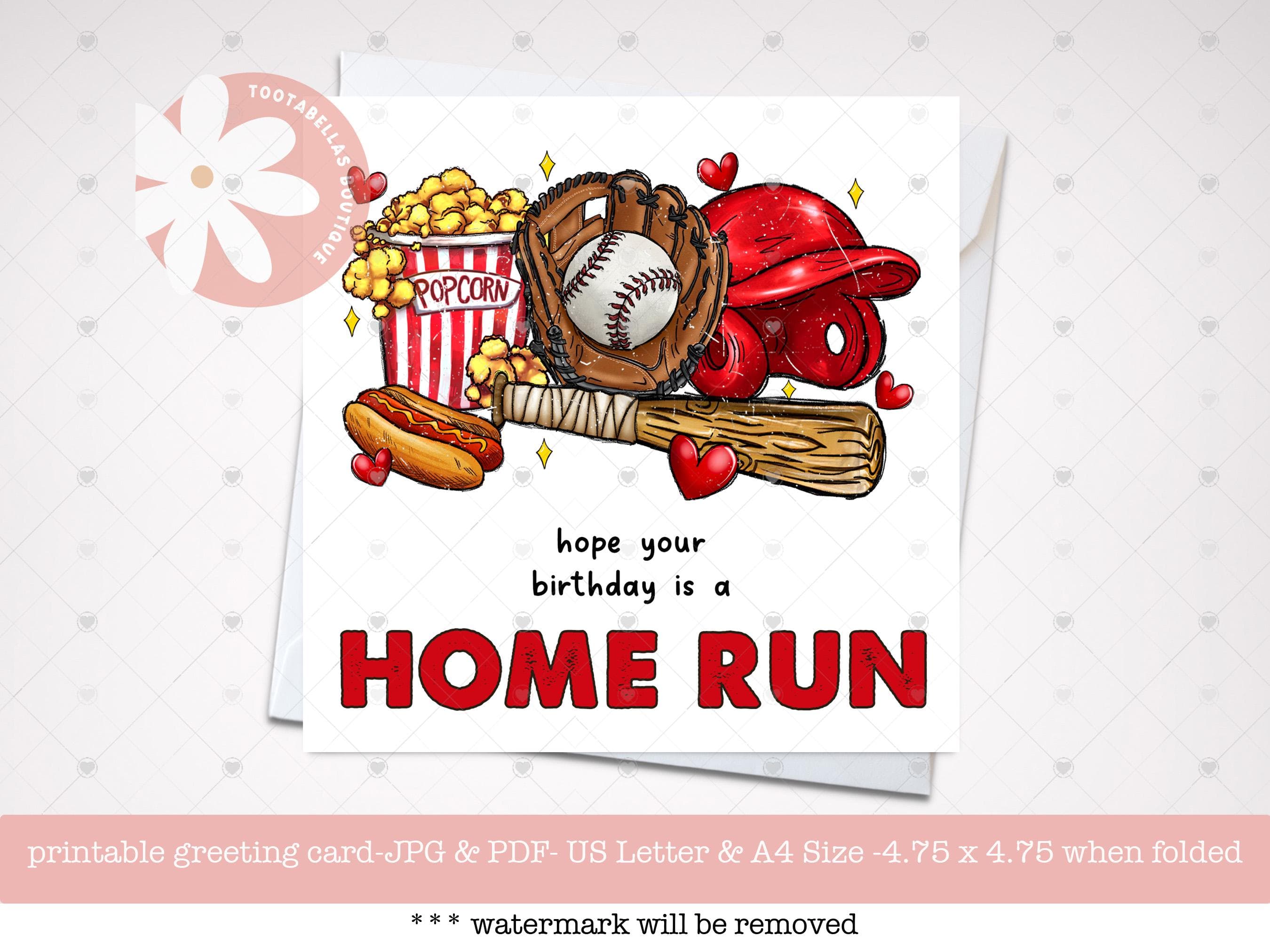 Baseball Birthday Card: Home Run Sports Theme (Digital Download)