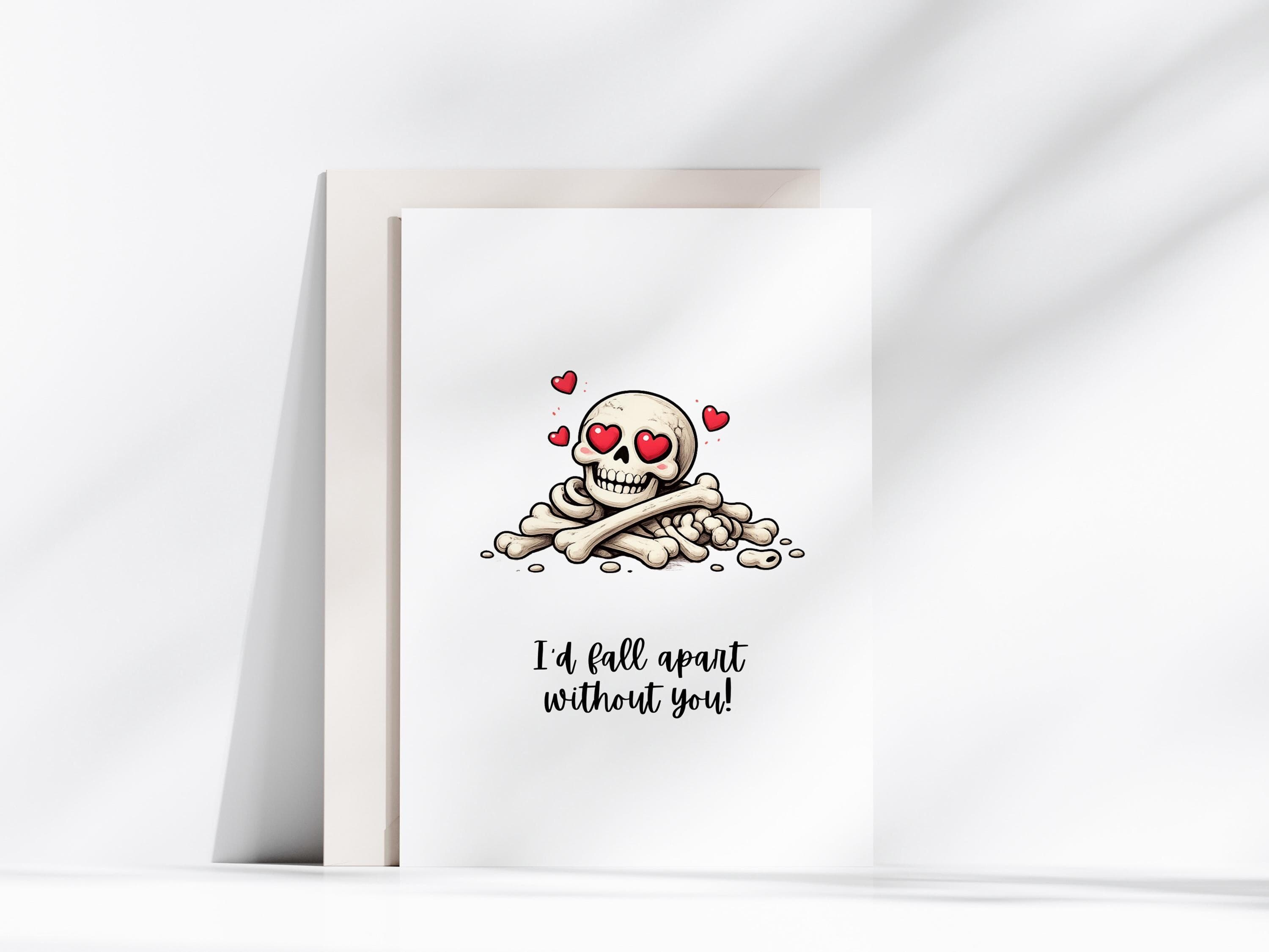 Funny Skeleton Love Card | Gothic Valentine Printable (5x7) - image 3