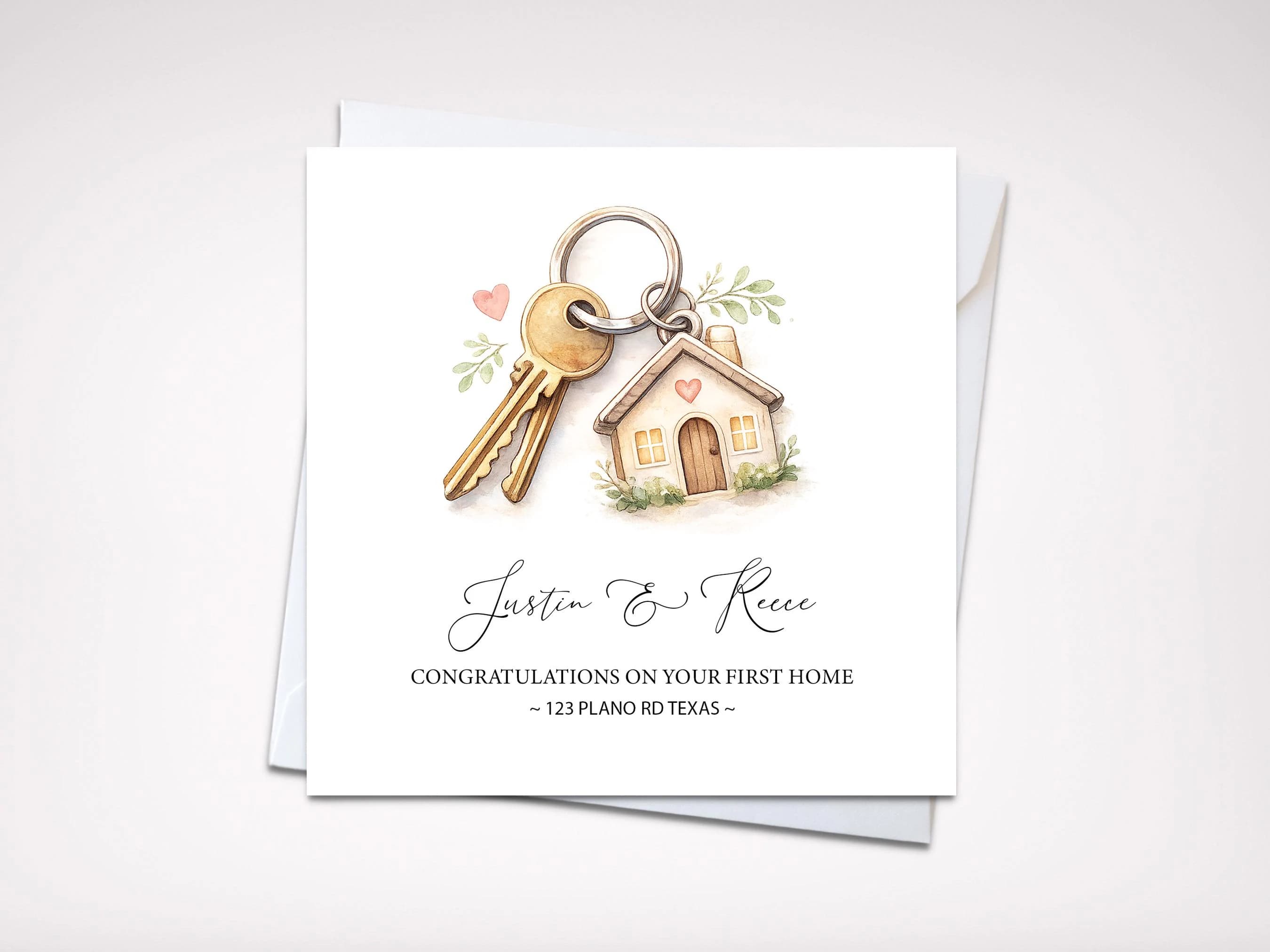Personalised New Home Card Printable, First Home Congratulations Card, Custom Names Address Housewarming Digital Download - image 3