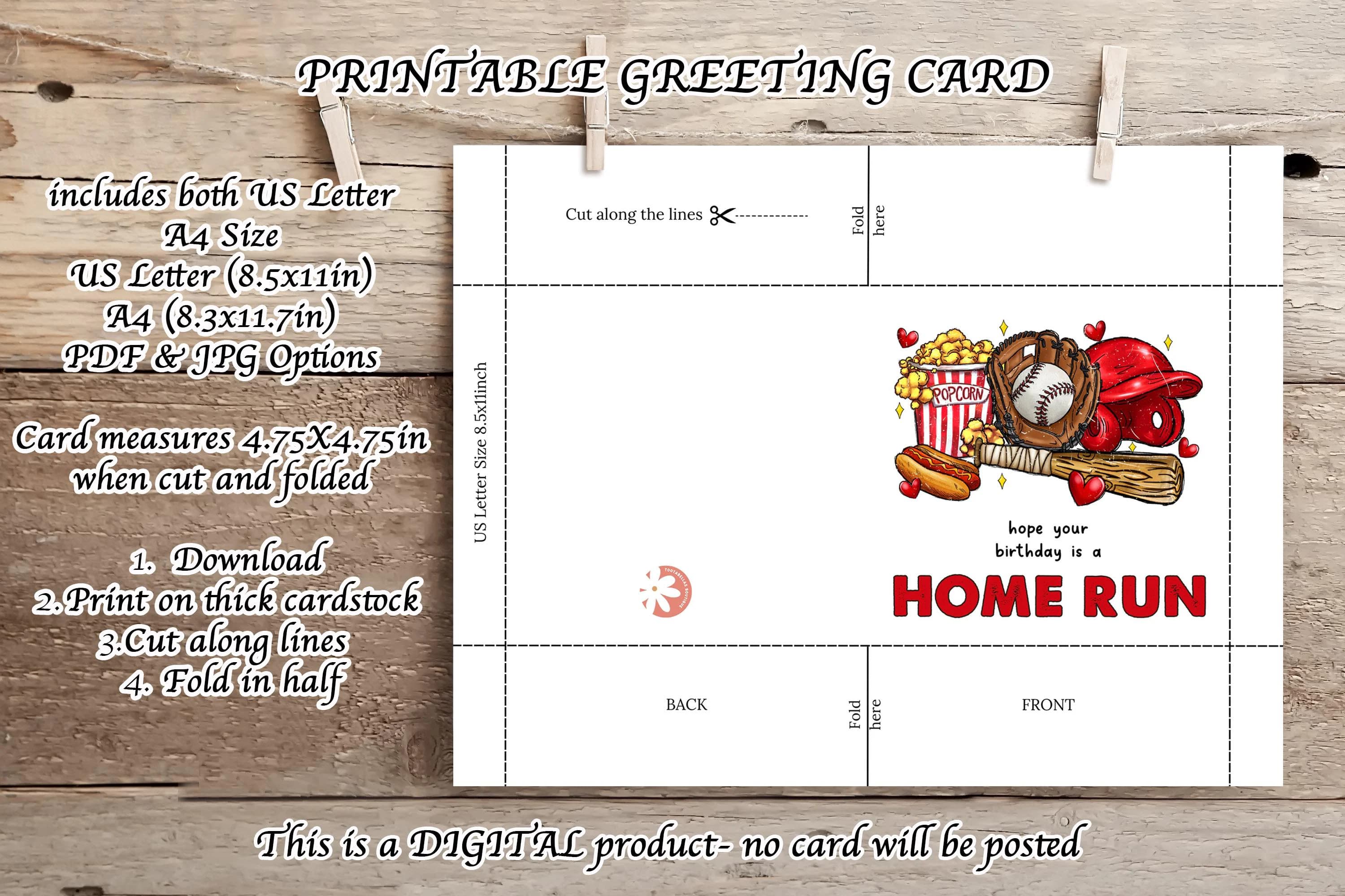 Baseball Birthday Card: Home Run Sports Theme (Digital Download) - image 5