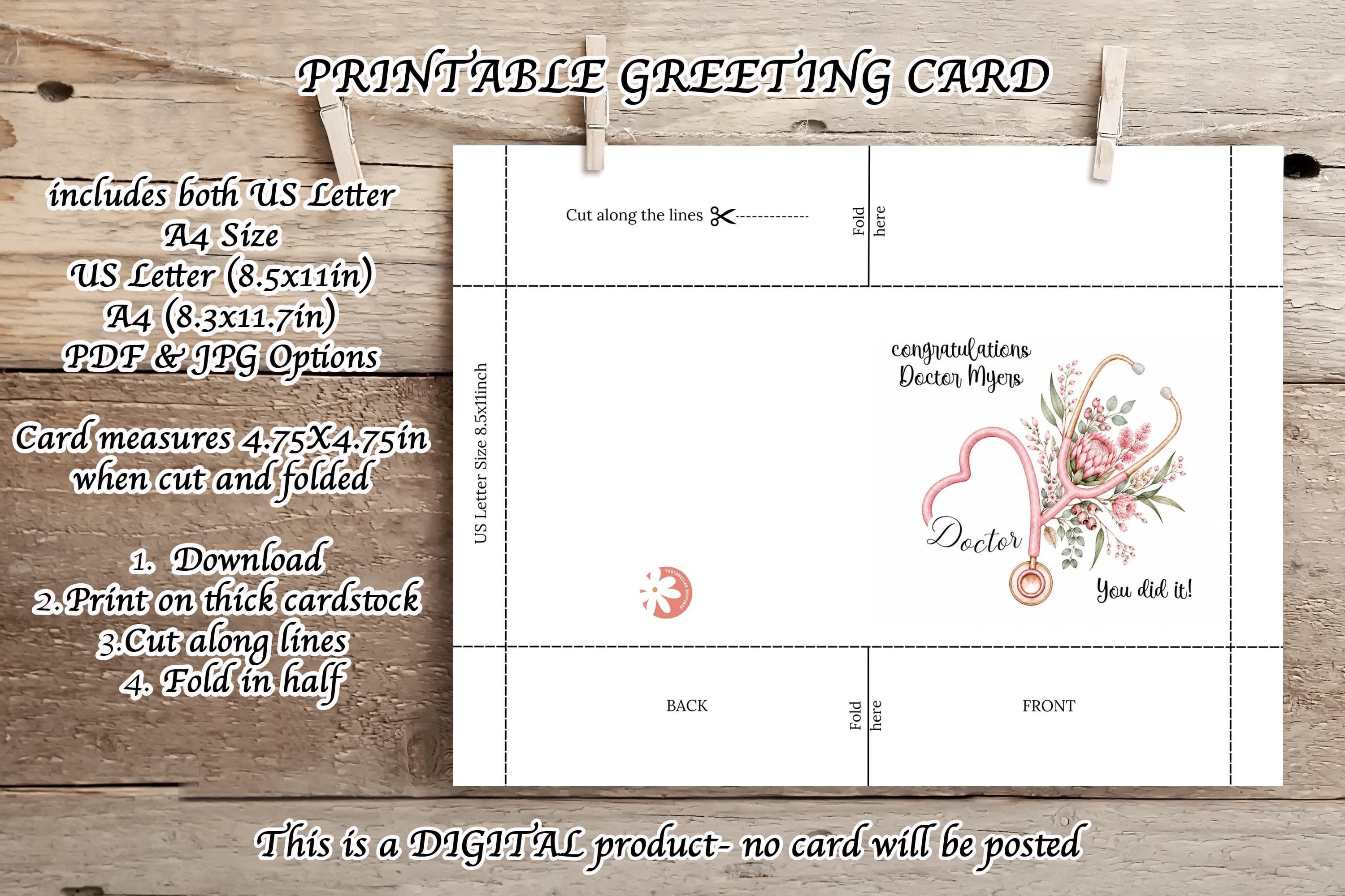 Personalised Doctor Graduation Card | Floral Stethoscope Congratulations (Digital Download) - image 4