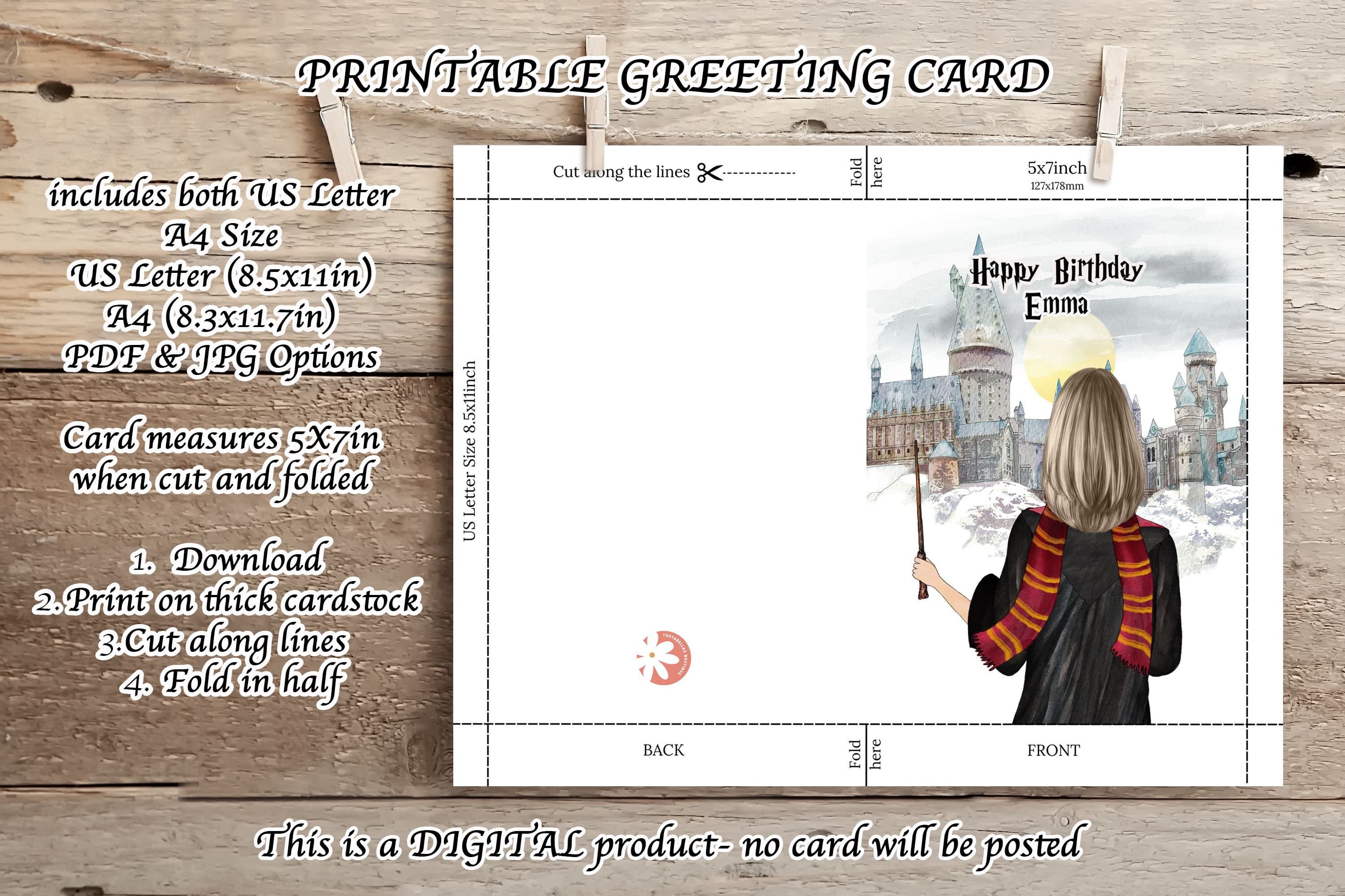 Wizard Birthday Card: Custom Teen Girl Gift (Digital Download) - image 4