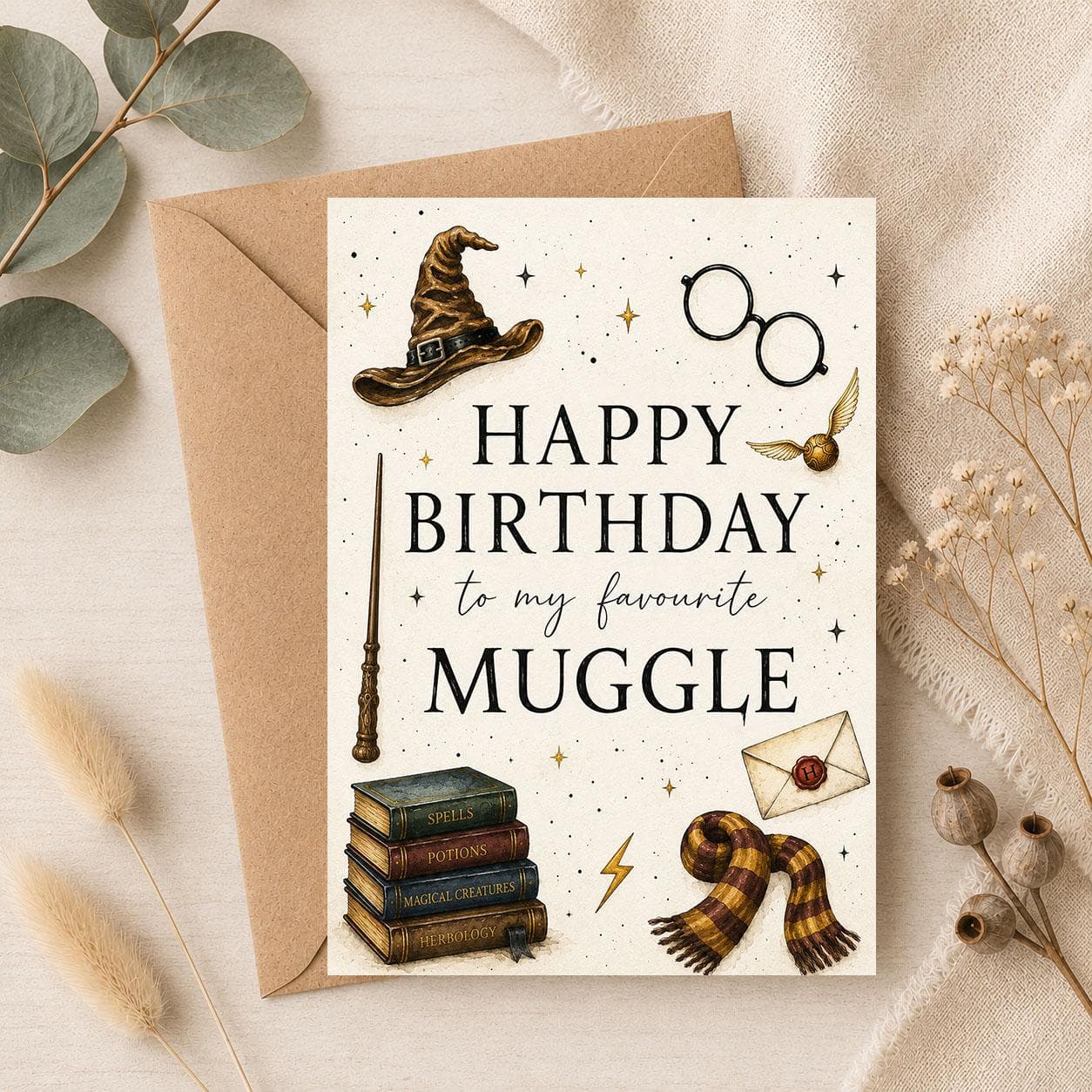 Wizard Birthday Card Printable, Magical Birthday Card for Friend, Fantasy Birthday Greeting Card, Digital Download 5x7 PDF JPG