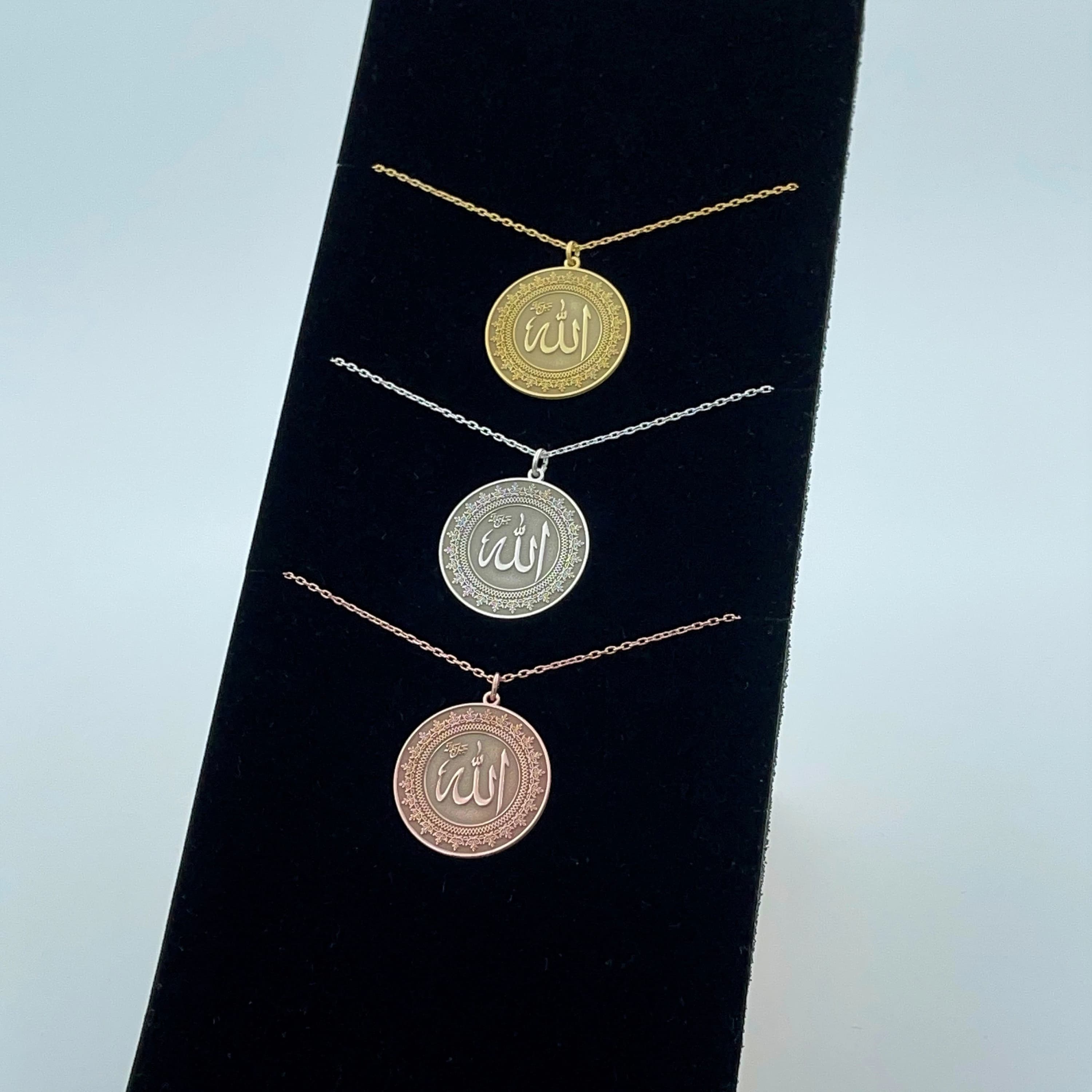 24K Gold Allah Necklace: Islamic Sterling Silver Arabic Pendant - image 4
