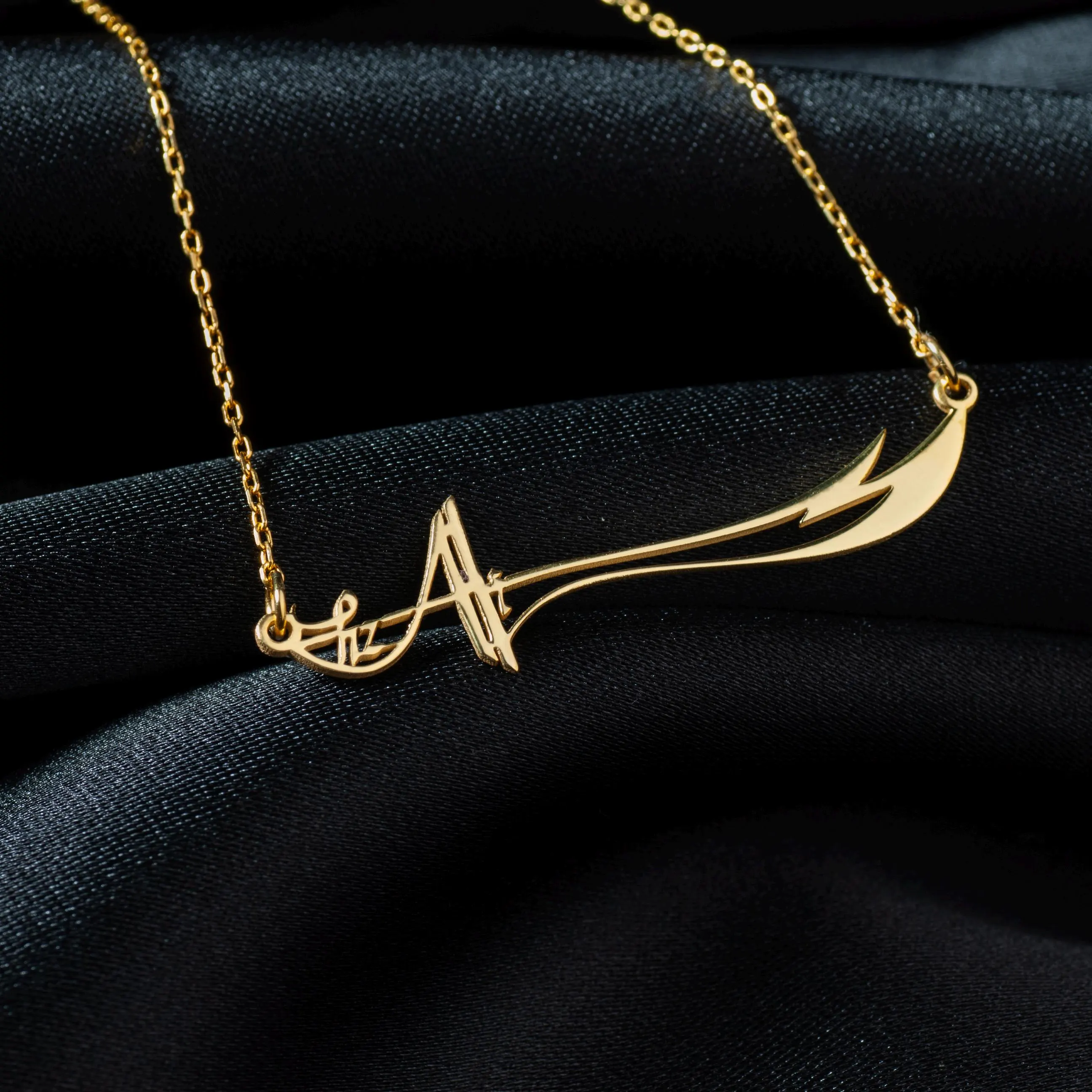 Sterling Silver Zulfiqar Necklace: 24K Gold Islamic Sword Pendant - image 4