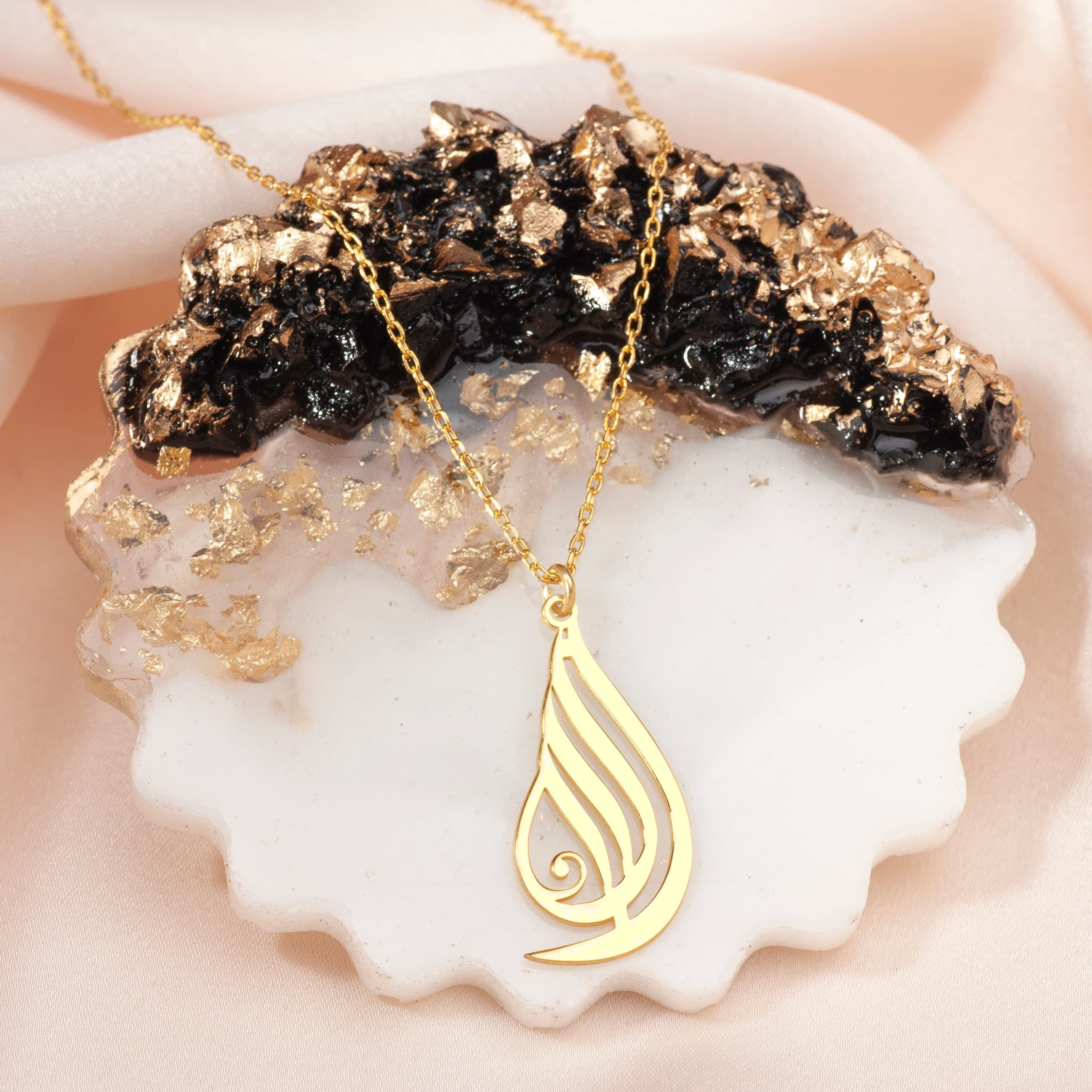 Allah Kufic Necklace: 24K Gold Plated Sterling Silver Islamic Pendant - image 2