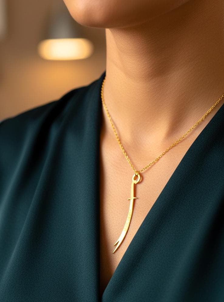 Zulfiqar Sword Necklace: 24K Gold-Plated 925 Sterling Silver Islamic Pendant - image 5