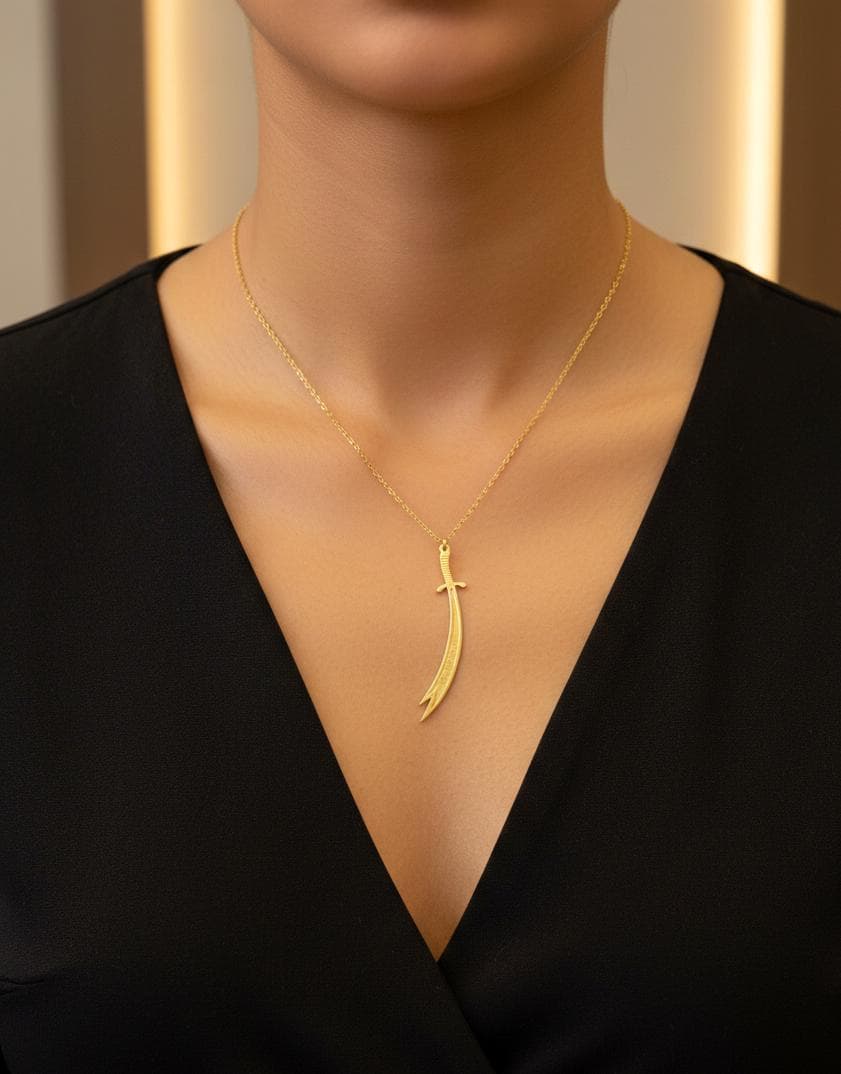 Zulfiqar Sword Necklace: Hz Ali Jewelry 24K Gold Sterling Silver Islamic Pendant - image 3