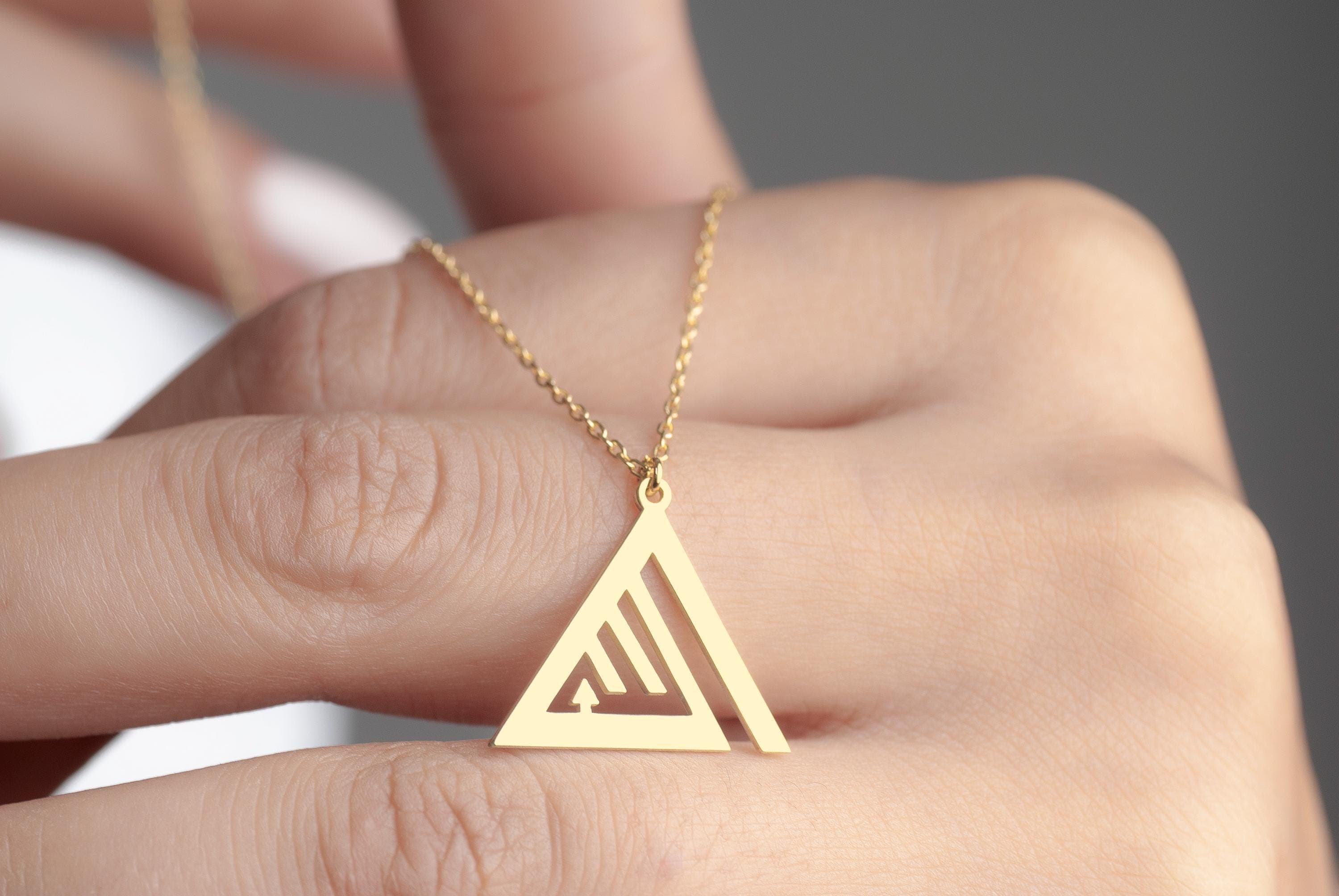 Allah Necklace: Sterling Silver Islamic Triangle Pendant, Ramadan Gift - image 4