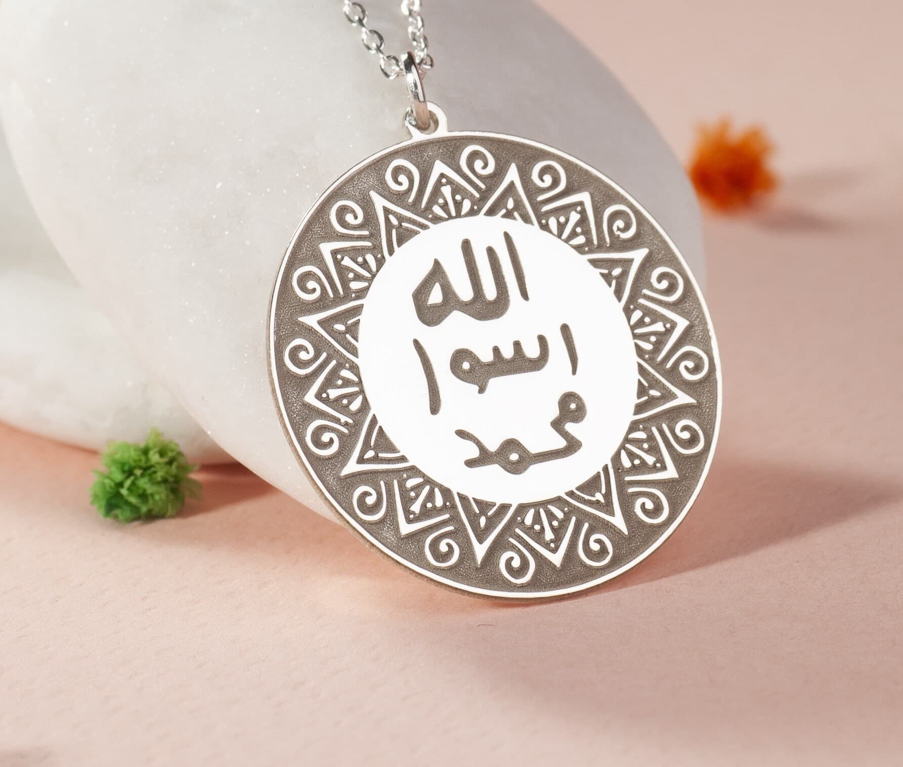 Seal of Prophet Muhammad Necklace: Islamic Sterling Silver Rose Gold Plated Pendant - image 3