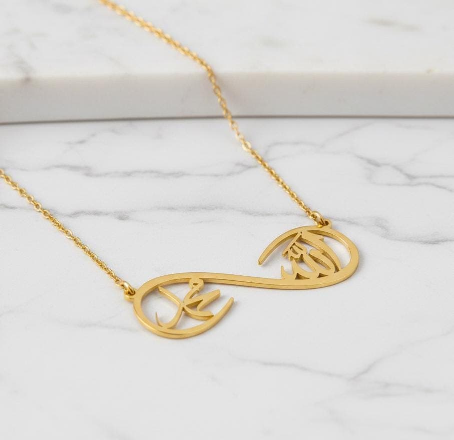 Allah & Mohammed Infinity Necklace: 925 Sterling Silver, Gold/Rose Plated Jewelry - image 5