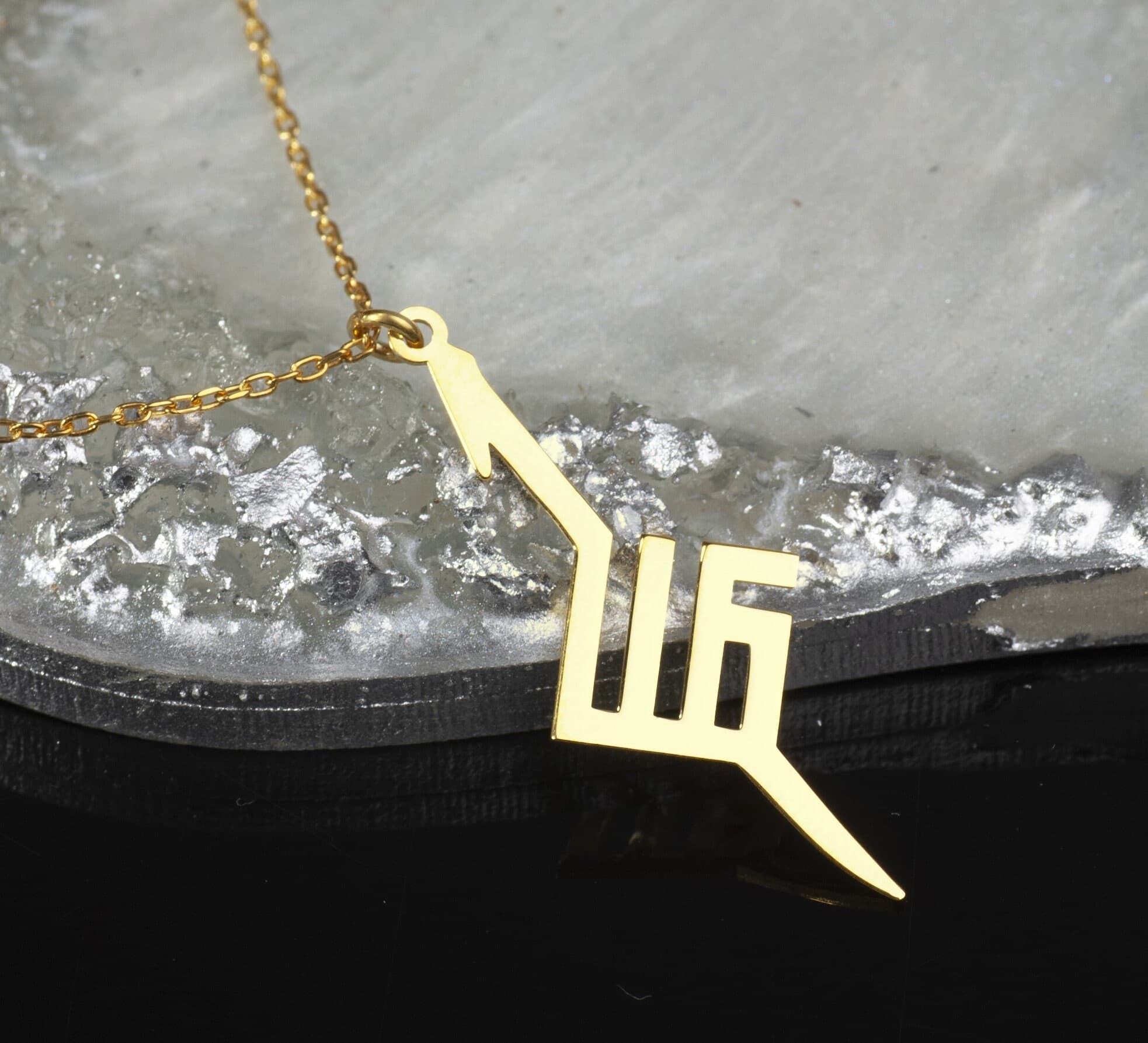 Allah Calligraphy Necklace: Sterling Silver Islamic Kufi Pendant - image 3