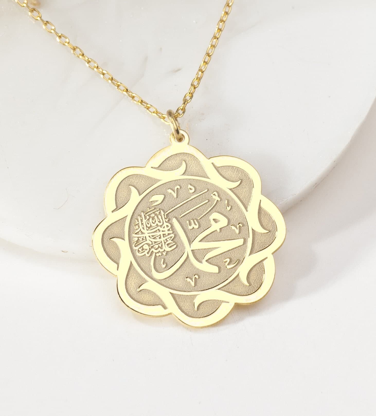 Mohammed Islamic Sterling Silver Pendant: 24K Gold Rose Plated Necklace - image 4