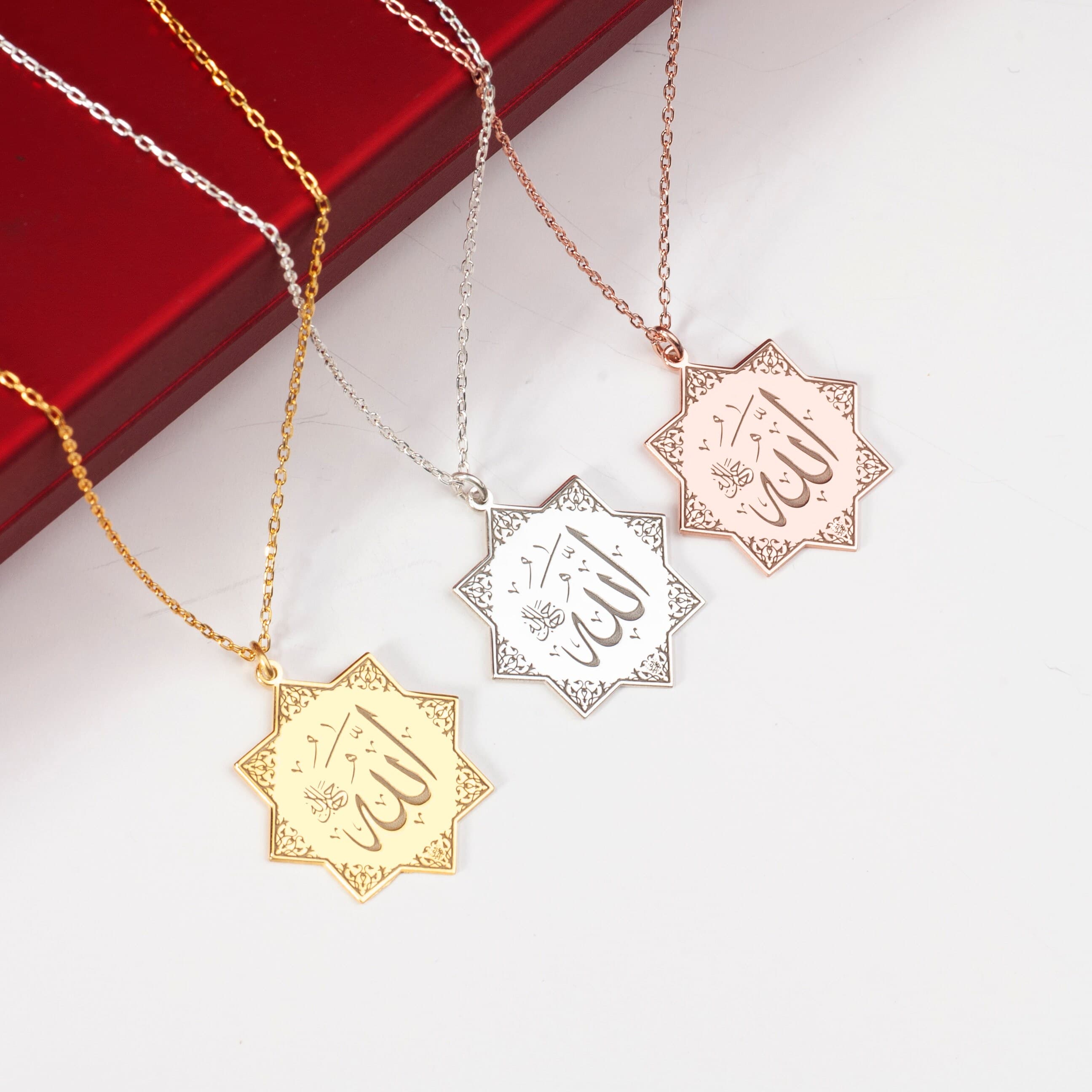 24K Gold Allah Necklace: Islamic Sterling Silver Star Pendant - image 3