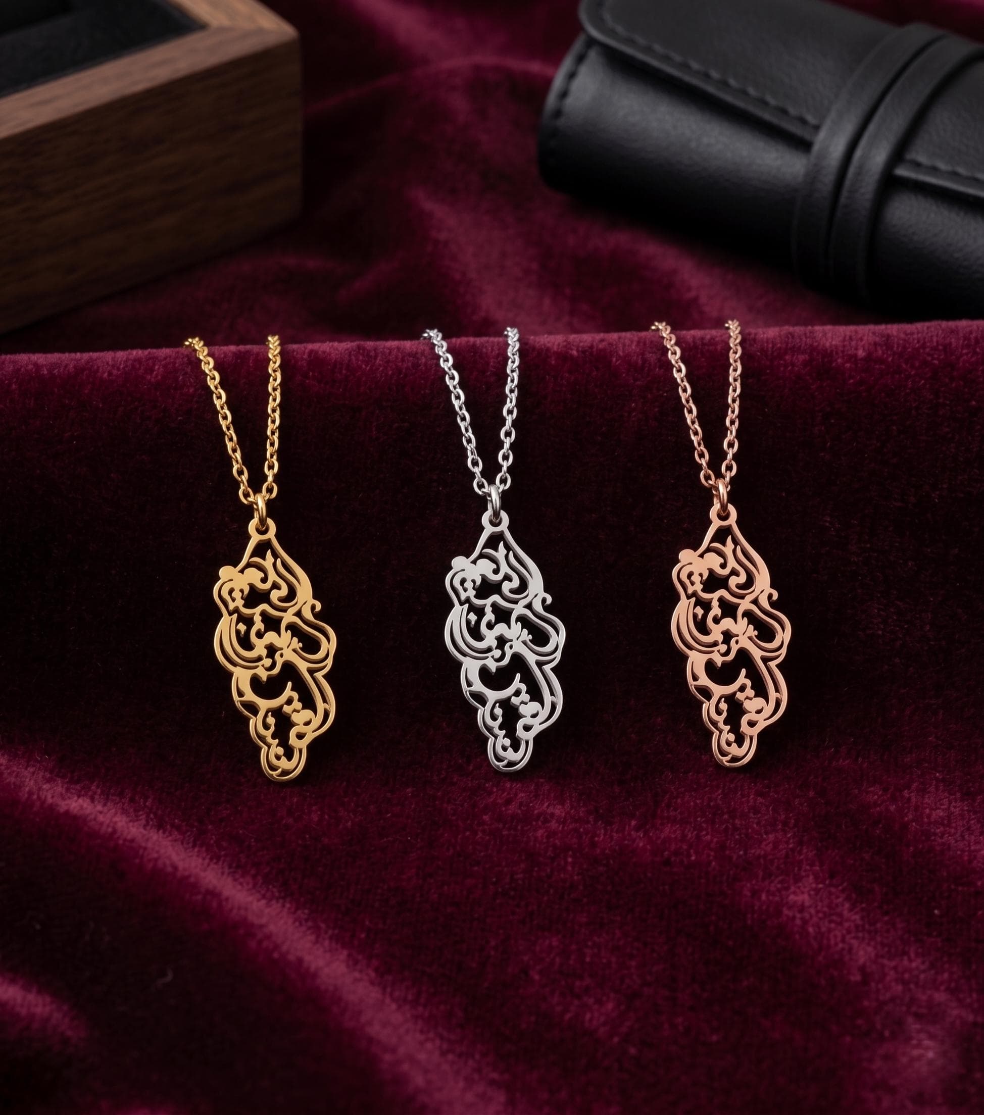 Sterling Silver Arabic Calligraphy Necklace: Gold Mahmoud Darwish Poem Pendant - image 4